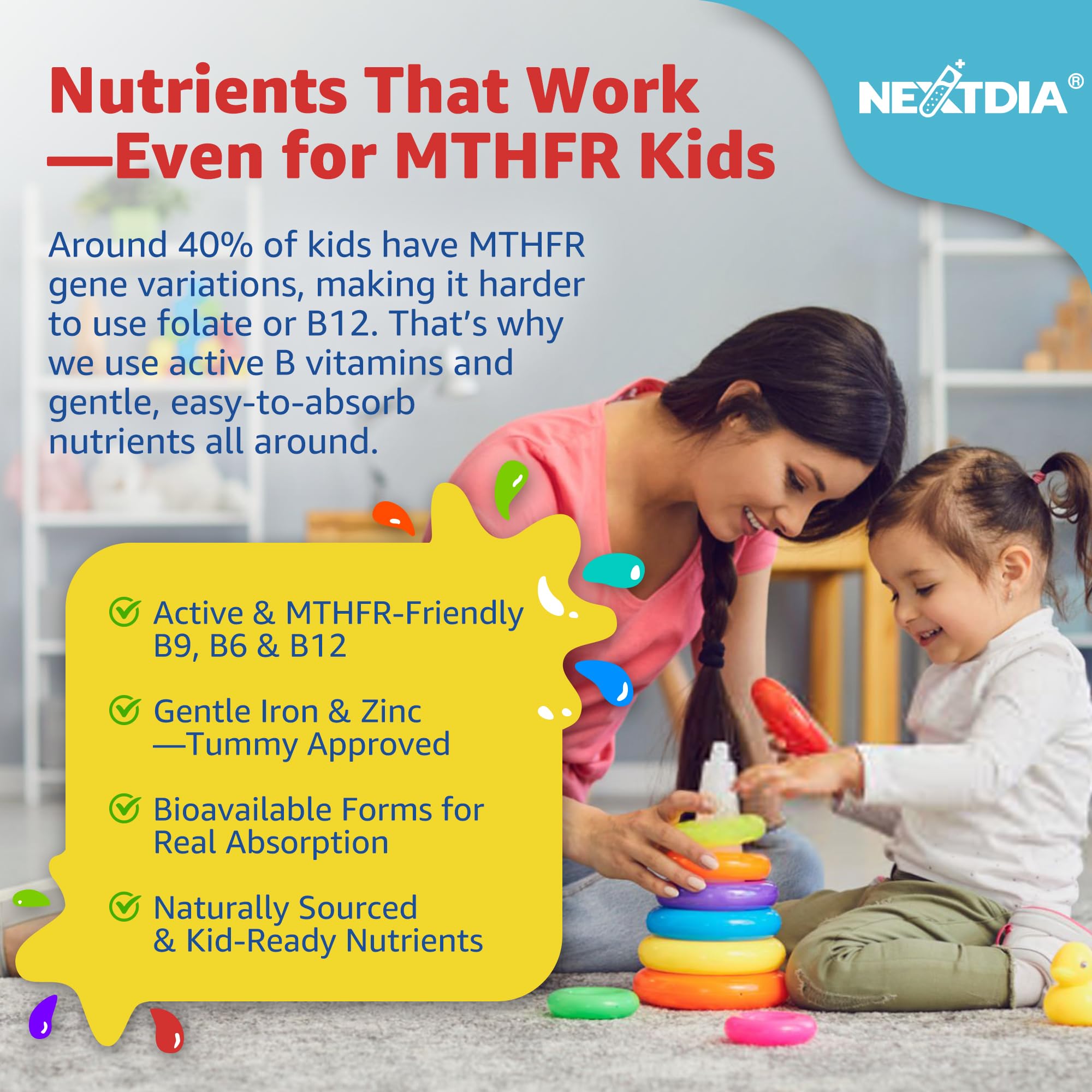 Nextdia Kids Multivitamin Gummies display with nutritional information