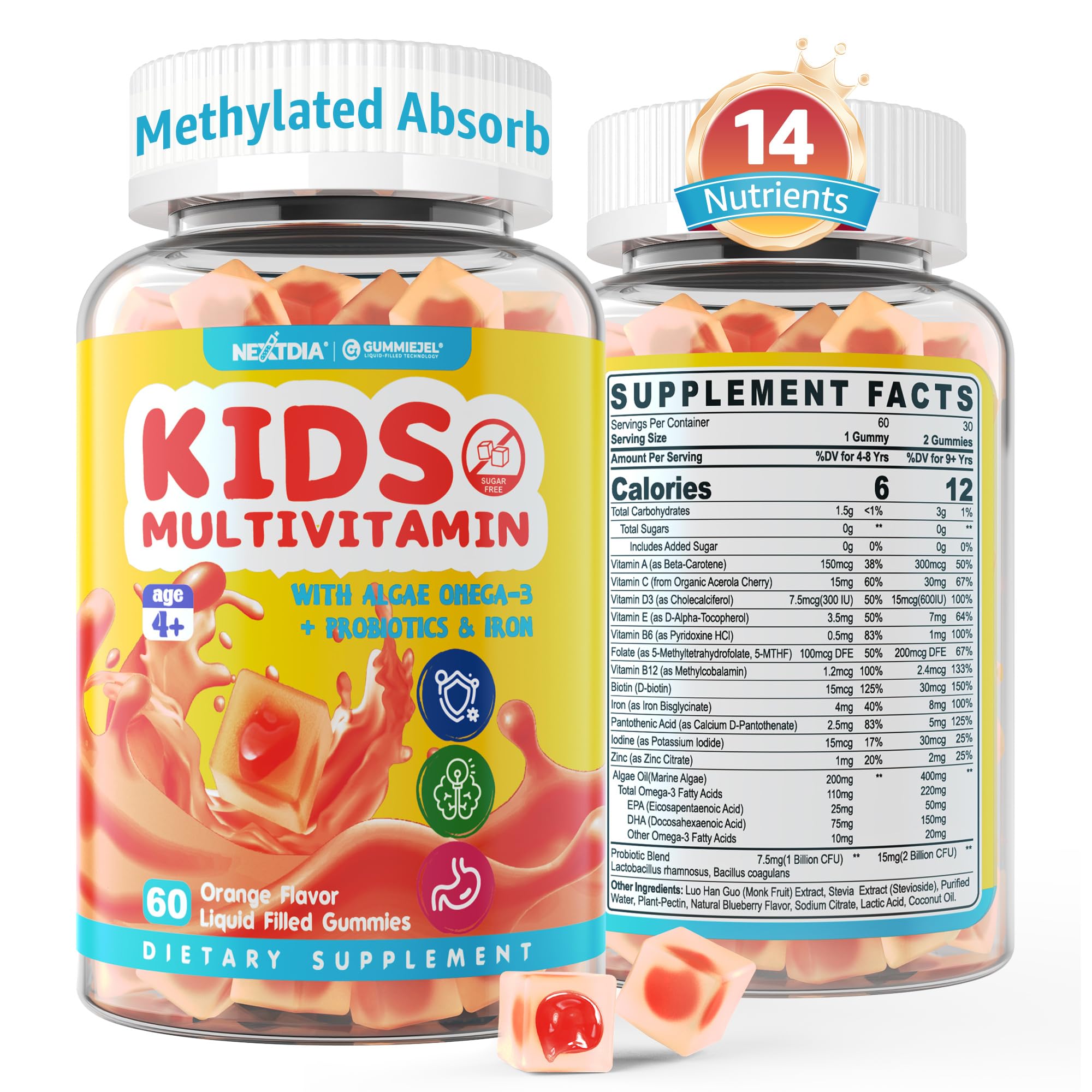 Nextdia Kids Multivitamin Gummies front view, 60 count