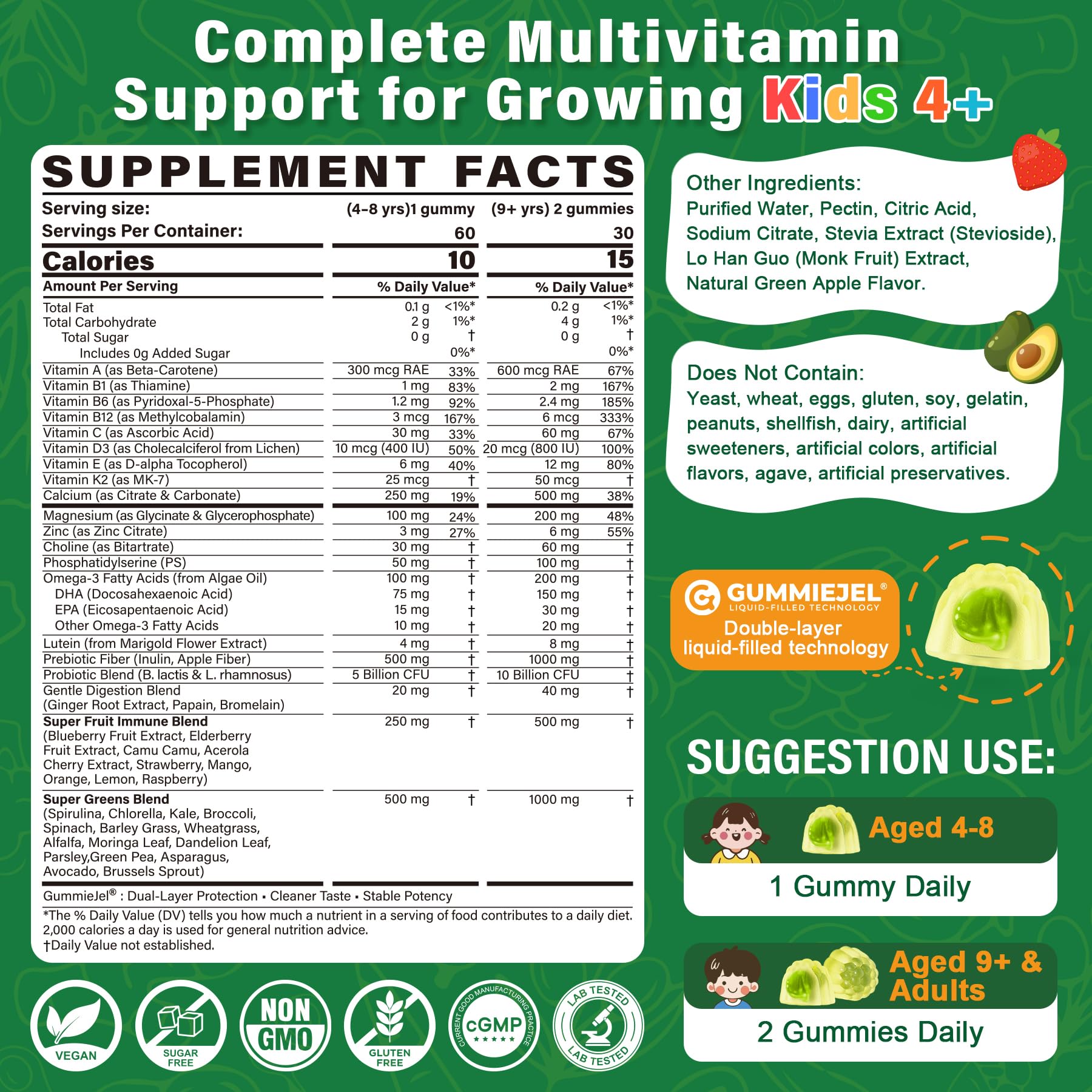 Nextdia Kids Multivitamin Gummies packaging side view