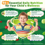 Nextdia Kids Multivitamin Gummies with fruits and vegetables background