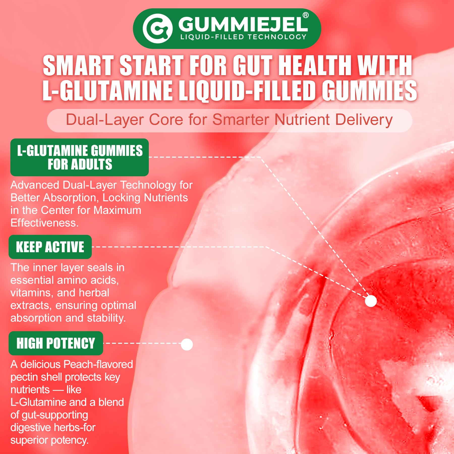 Nextdia L-Glutamine Gummies 1200mg nutritional information on package