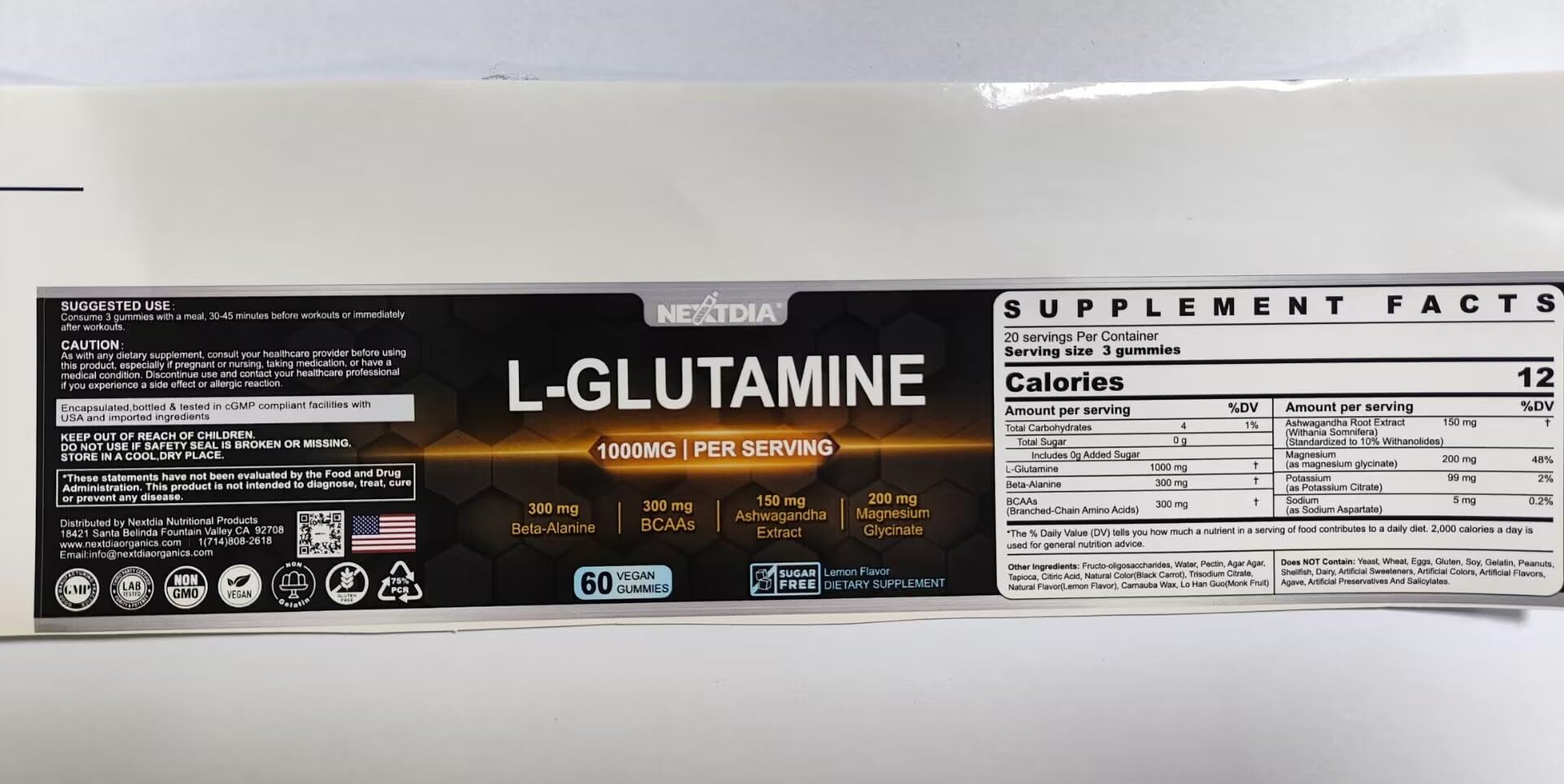 Nextdia L-Glutamine Gummies in a bowl