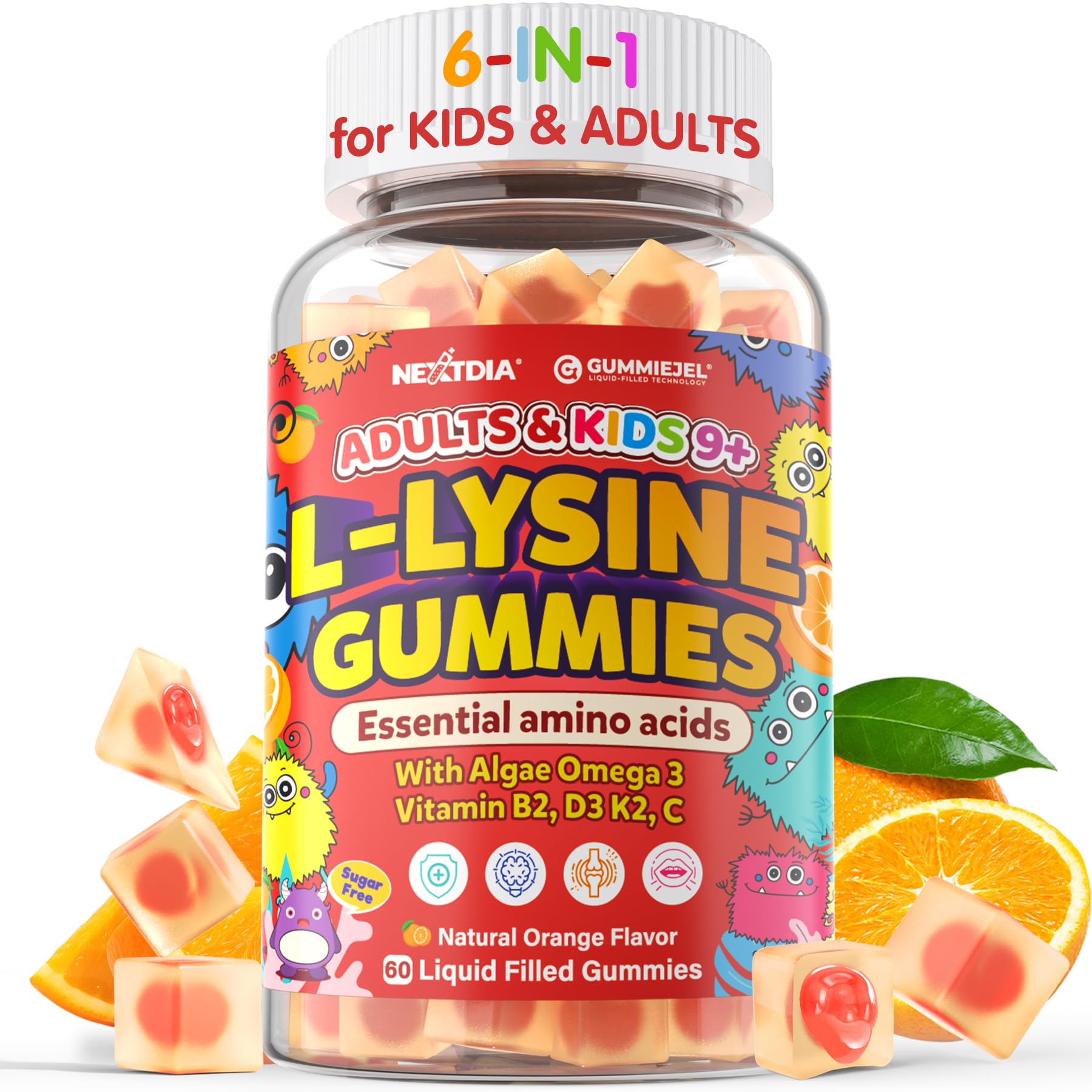 Nextdia L-Lysine Liquid Filled Gummies 240g front view