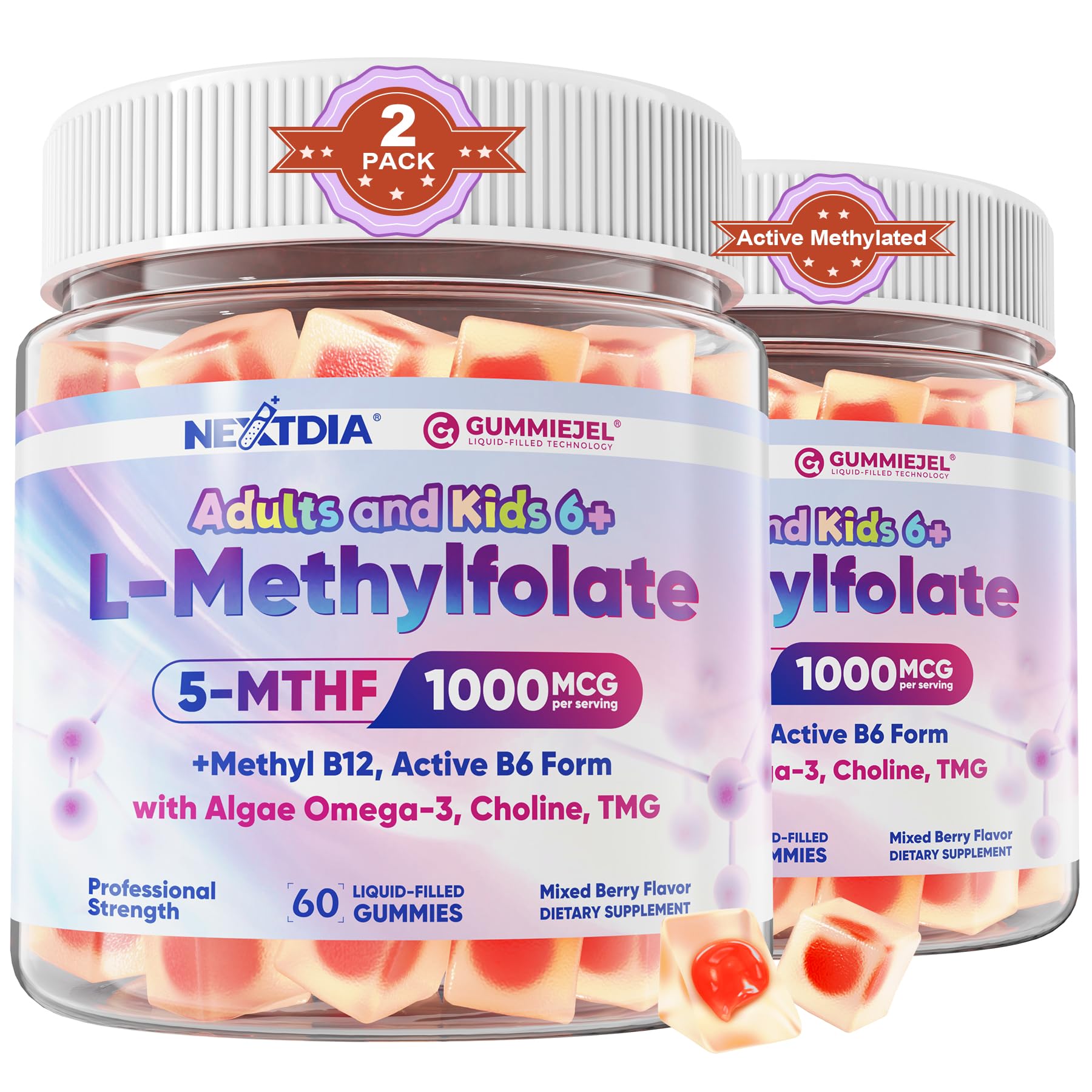 Nextdia L-Methylfolate Gummies 1000mcg front view