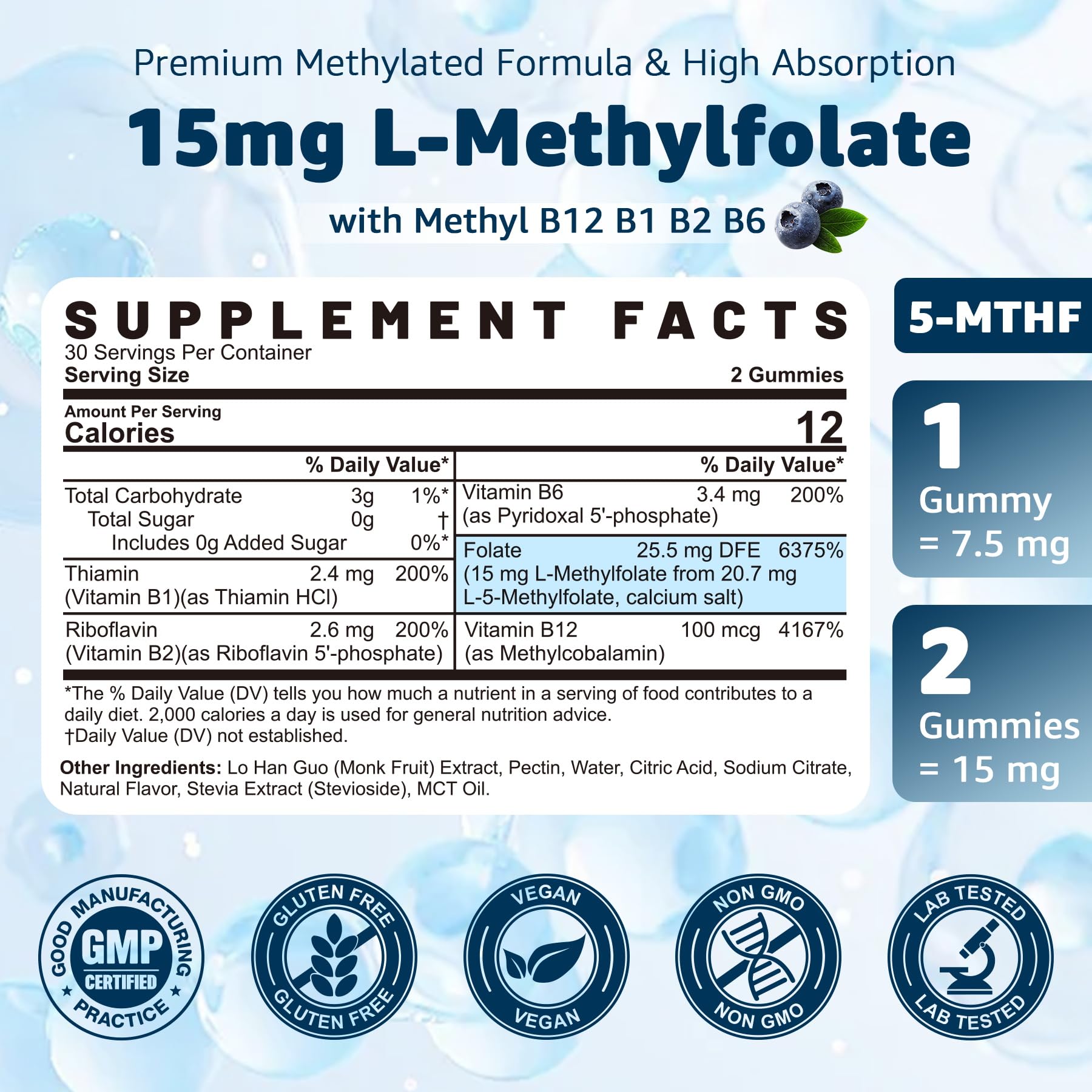 Nextdia L-Methylfolate Gummies blueberry flavour