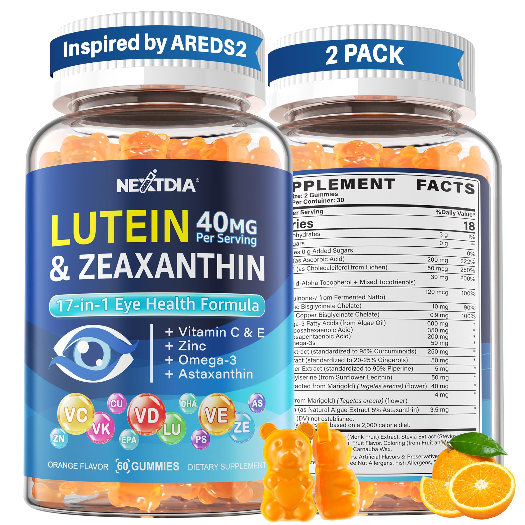 Nextdia Lutein & Zeaxanthin Gummies front view packaging