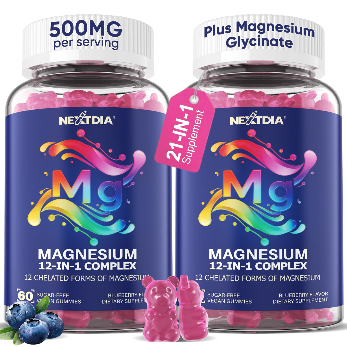 Nextdia Magnesium Complex Gummies 12-in-1 front view