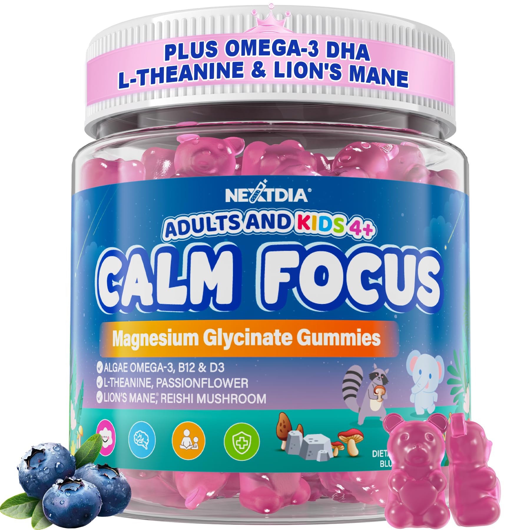 Nextdia Magnesium Gummies 60 count front view with packaging