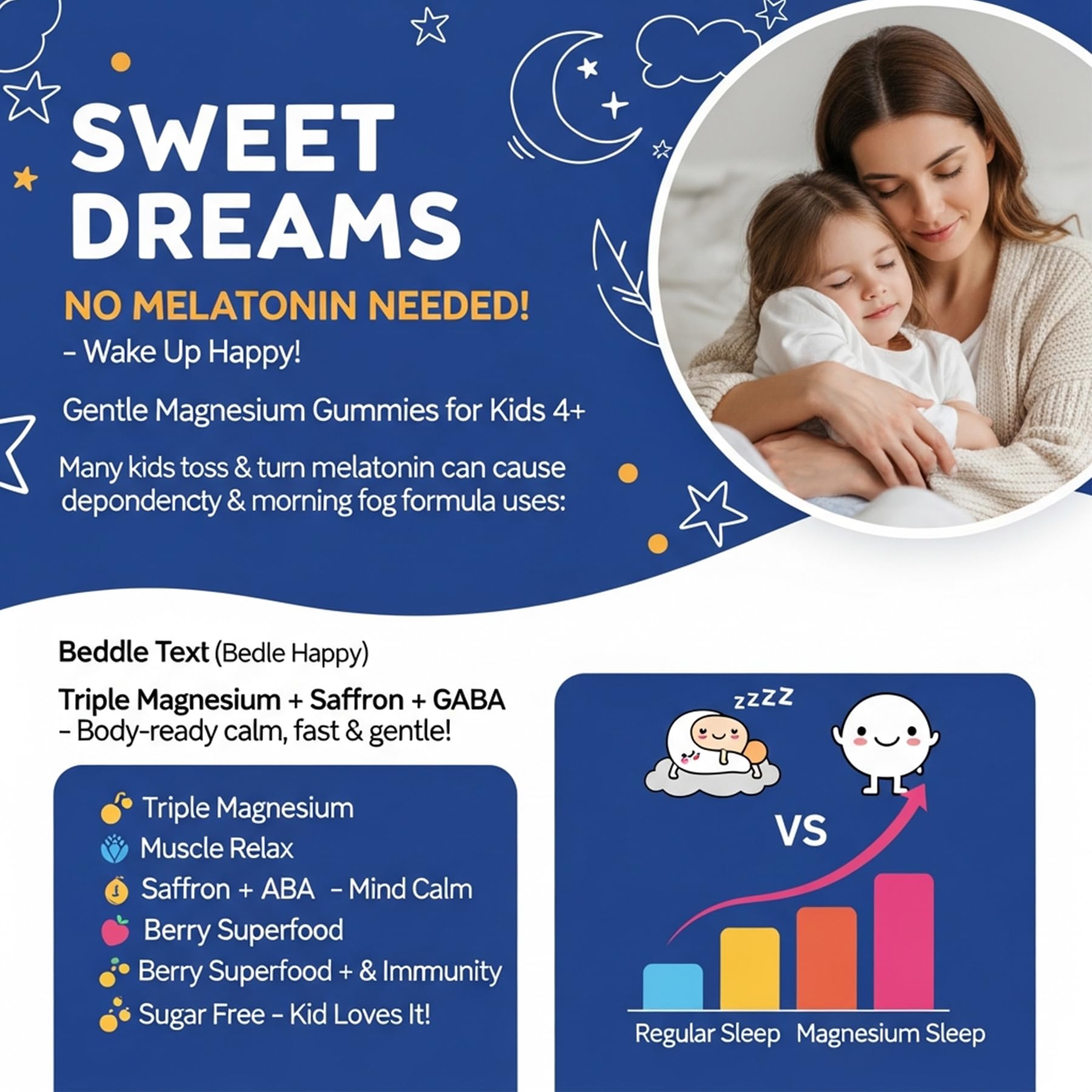 Nextdia Magnesium Gummies for Kids back view with ingredients