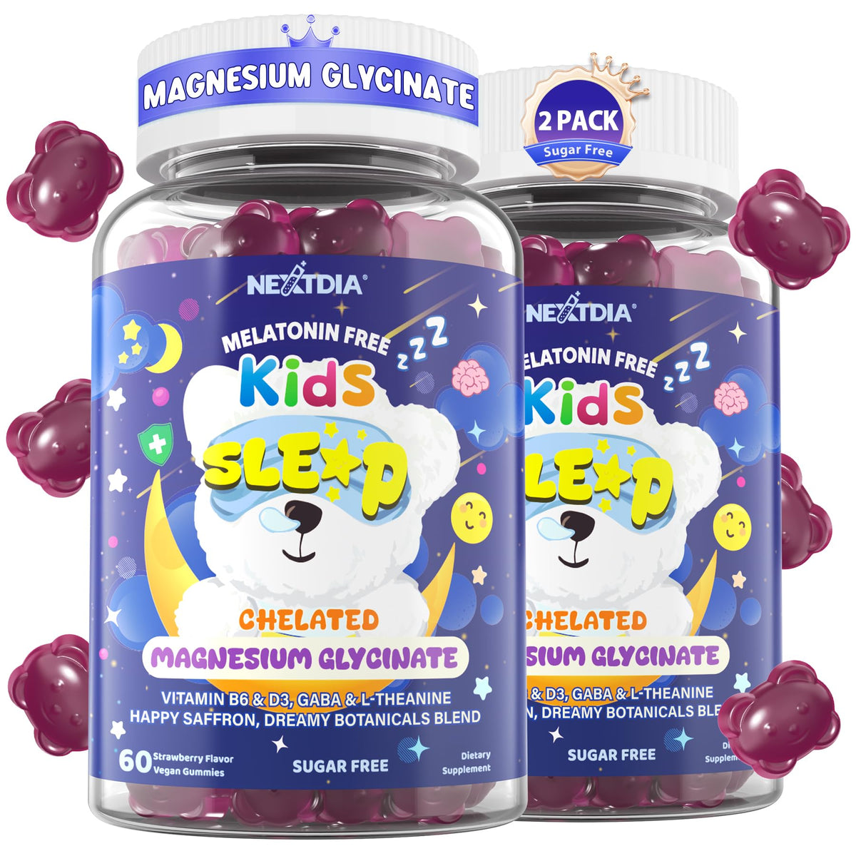 Nextdia Magnesium Gummies for Kids front view packaging