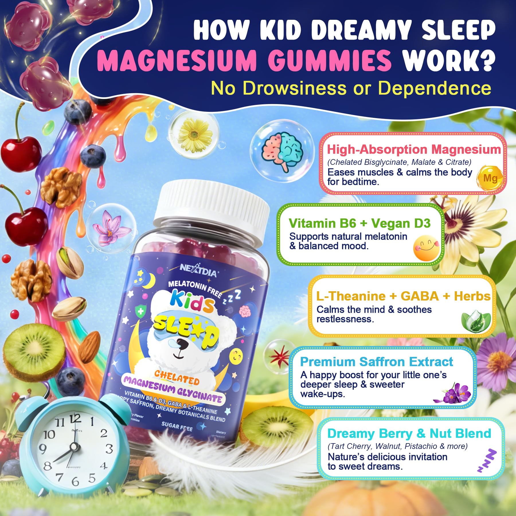 Nextdia Magnesium Gummies for Kids side view showing gummy texture