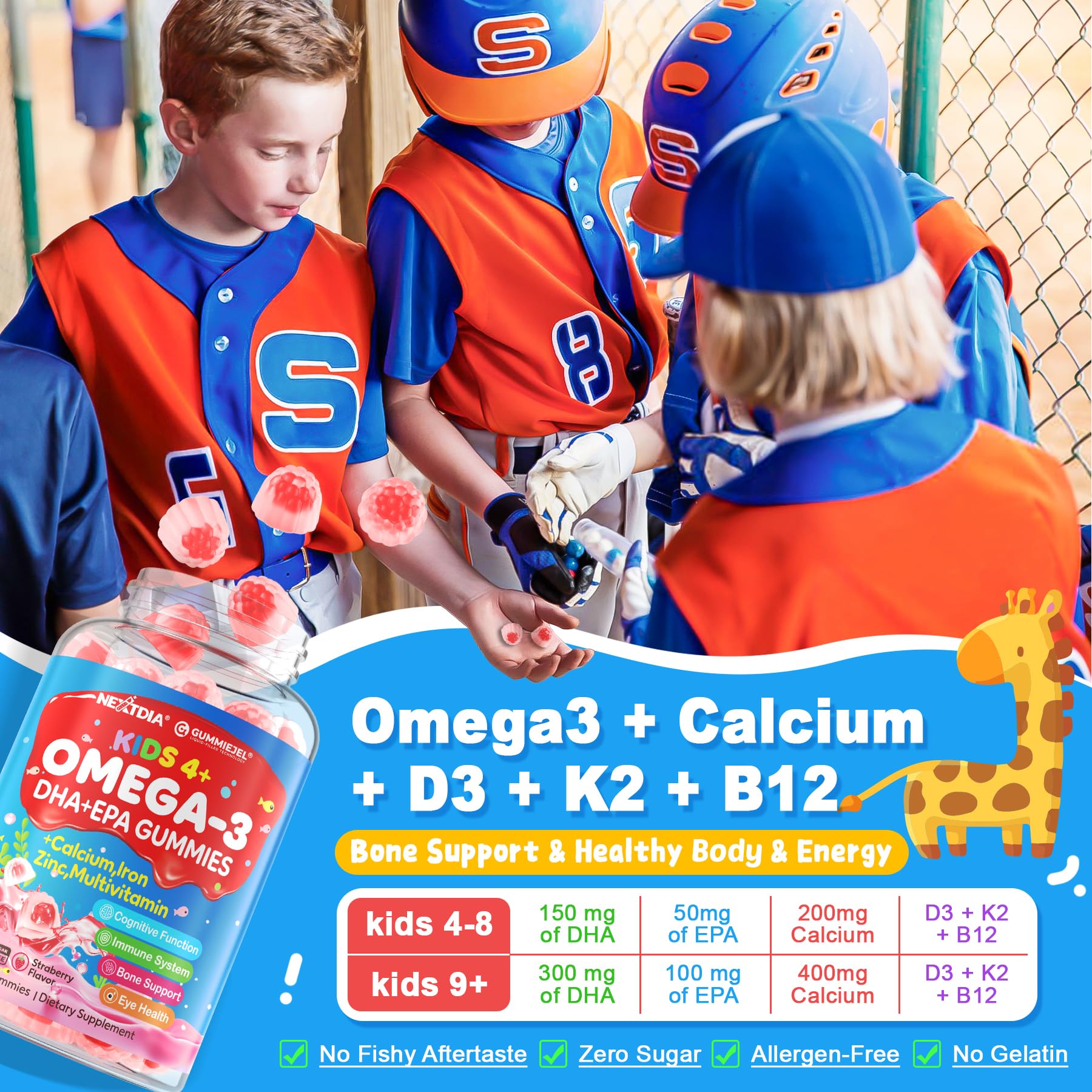 Nextdia Omega-3 Gummies for Kids back view packaging