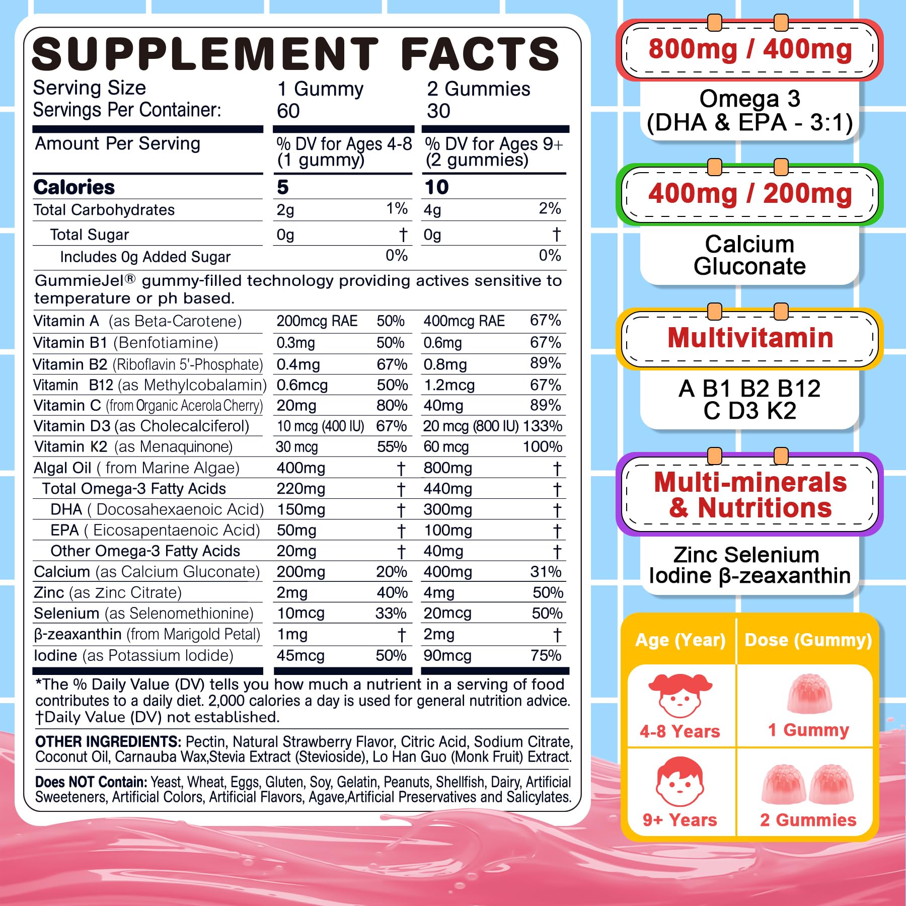 Nextdia Omega-3 Gummies for Kids strawberry flavour gummies