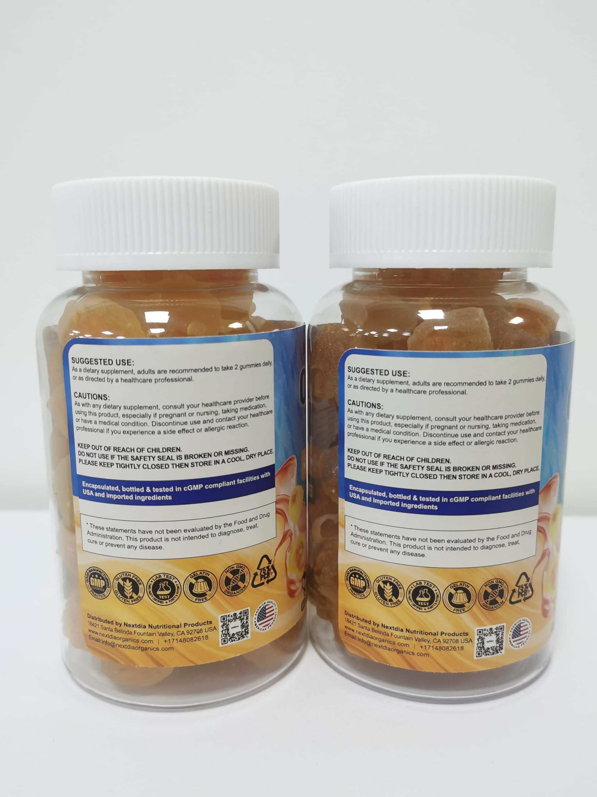 Nextdia Omega-3 Gummies side view with nutritional information