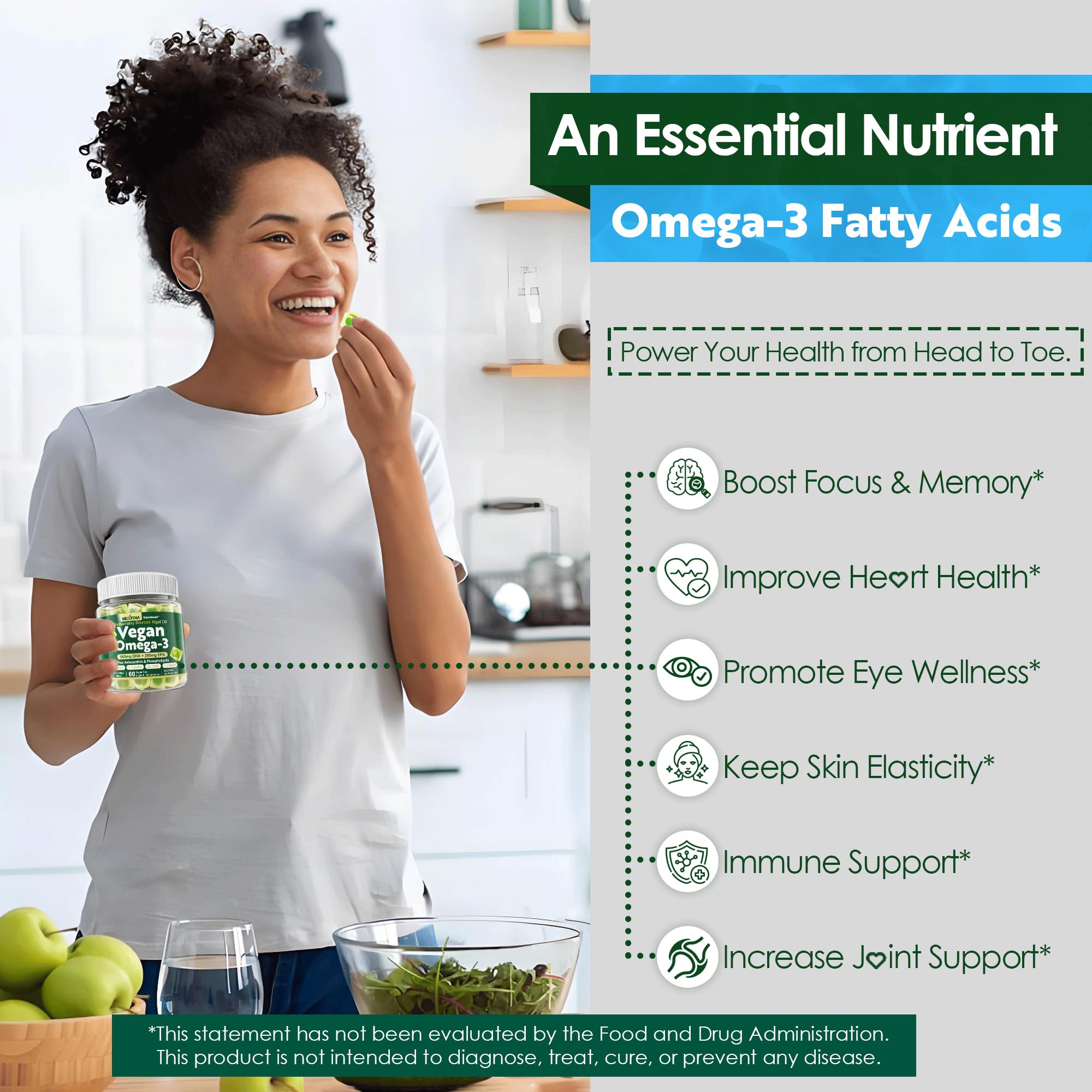 Nextdia Omega-3 Gummies with a measuring spoon