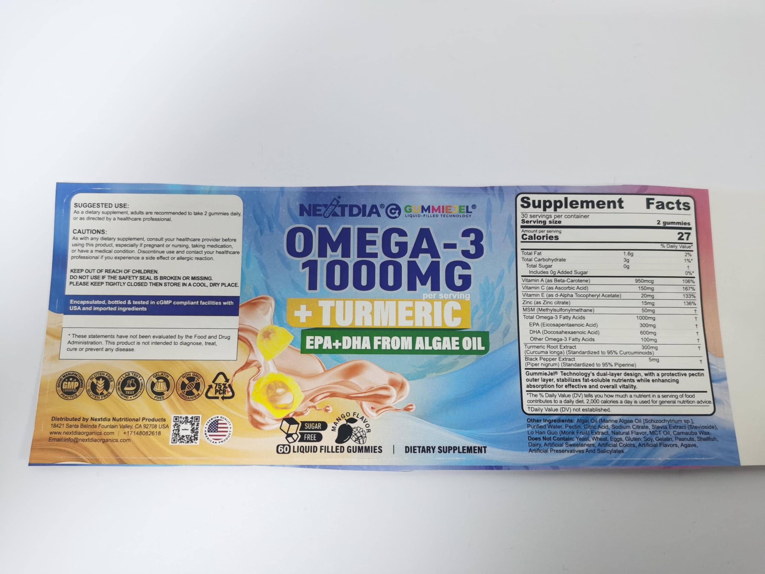 Nextdia Omega-3 Gummies with a measuring spoon