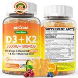 Nextdia Organic D3 & K2 Gummies front view with packaging