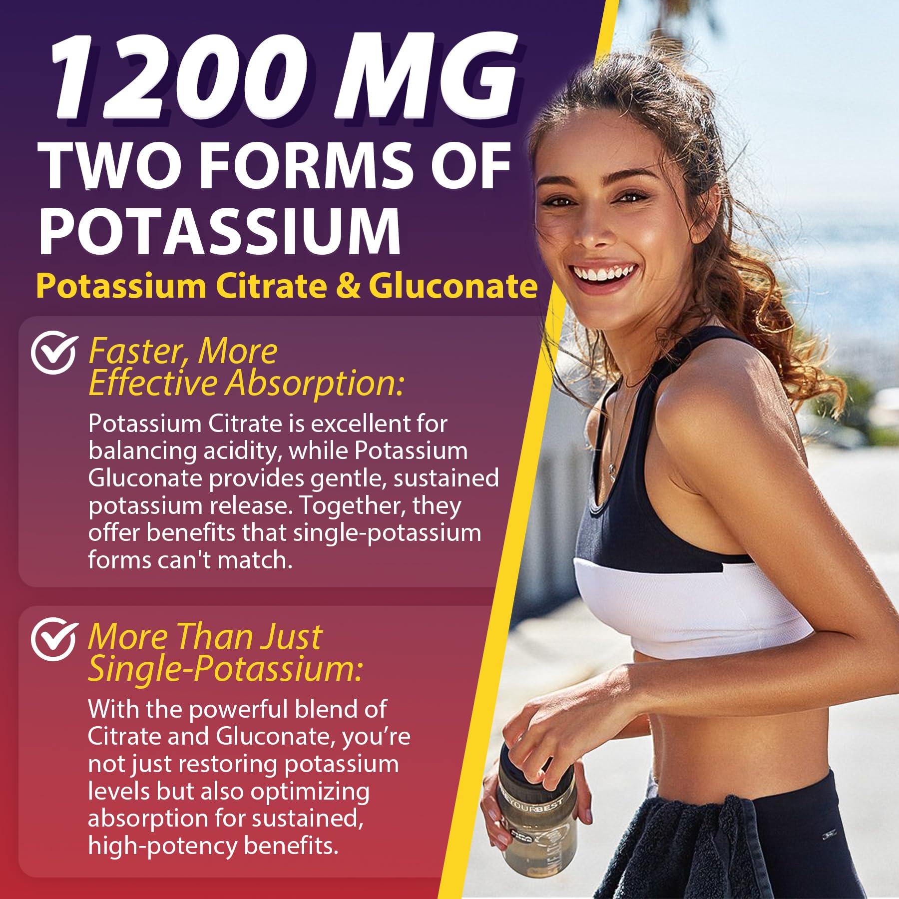 Nextdia Potassium Gummies 1200mg bottle side view