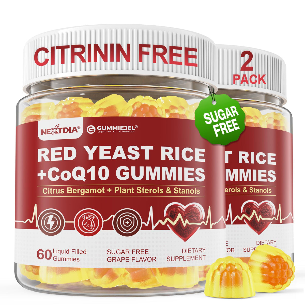 Nextdia Red Yeast Rice Gummies front view packaging