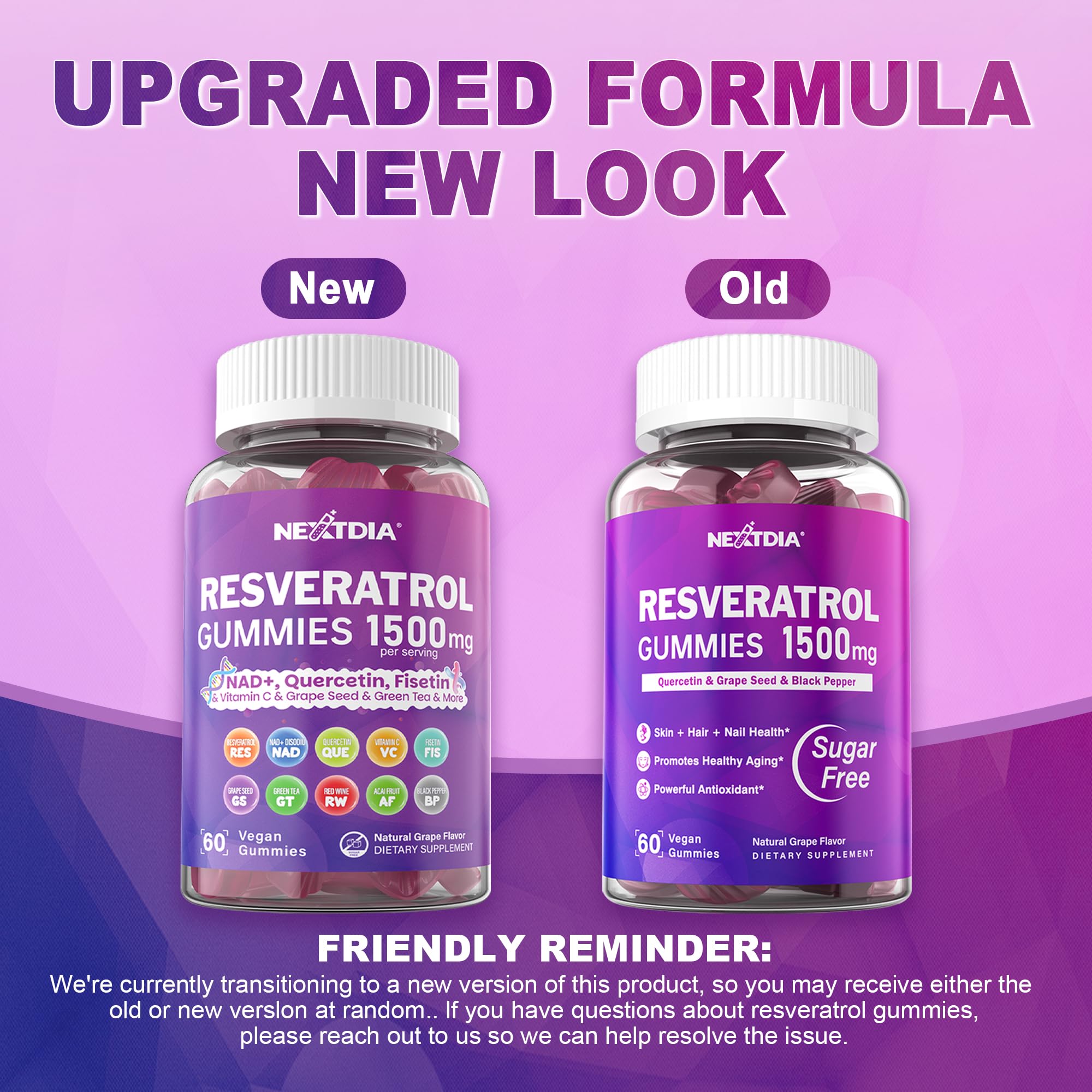 Nextdia Resveratrol Gummies 1500mg close-up of gummies