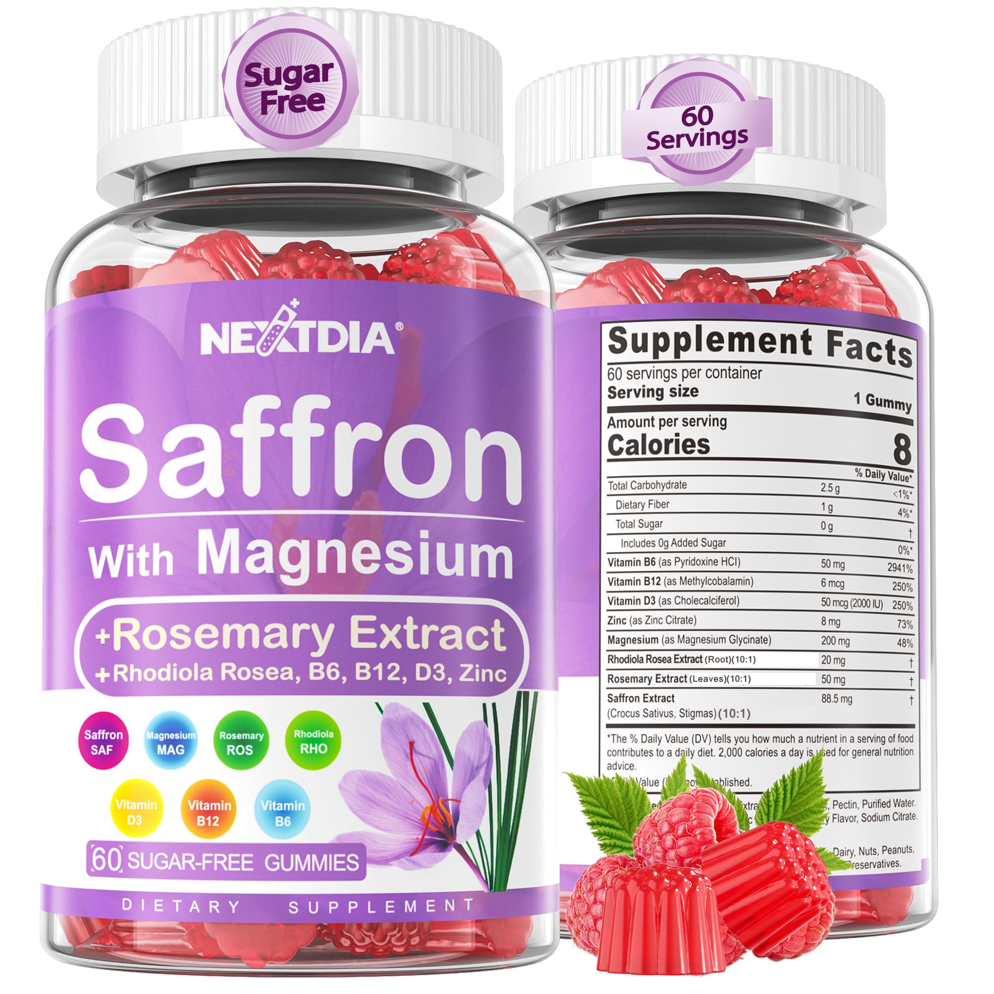 Nextdia Saffron Blend Gummies packaging front view