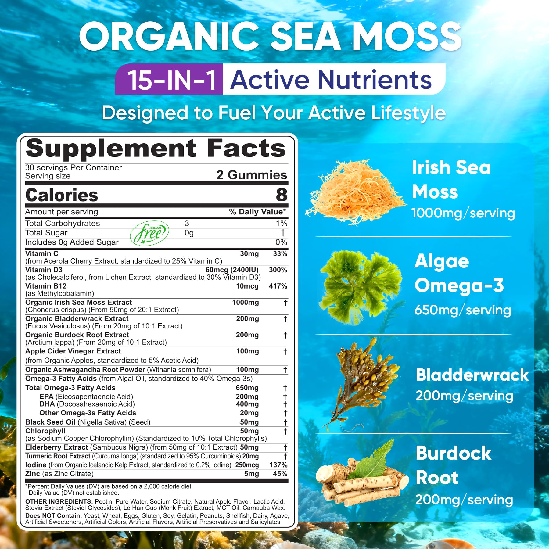 Nextdia Sea Moss + Omega-3 Gummies packaging