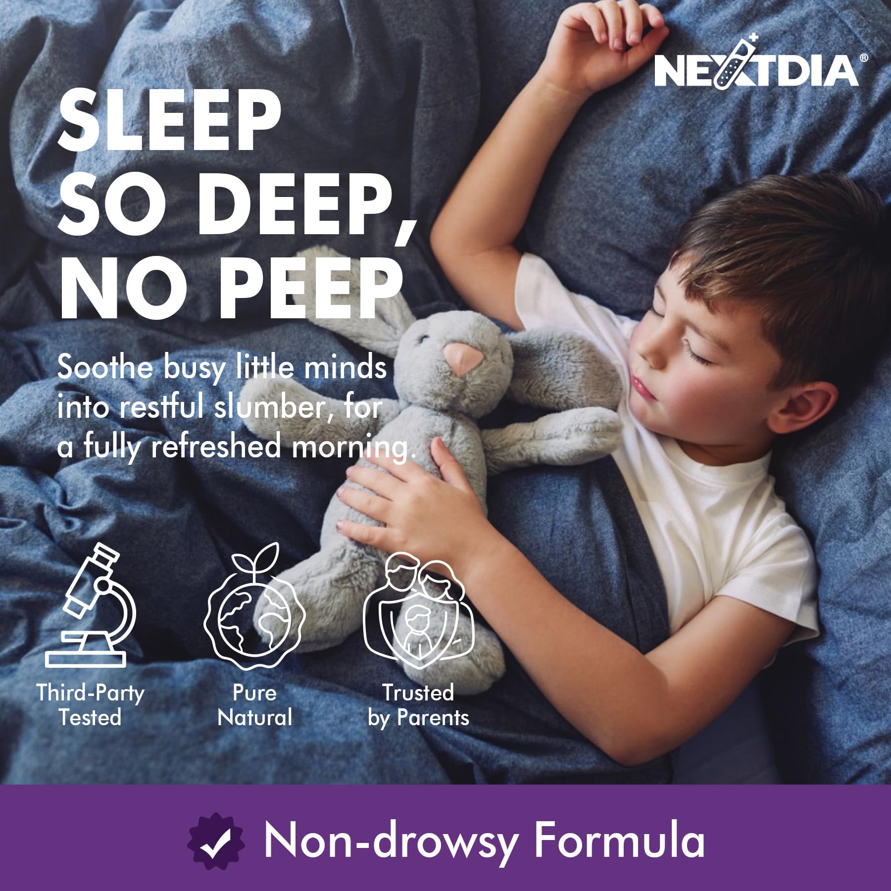 Nextdia Sleep Gummies for Kids & Teens close-up of gummies