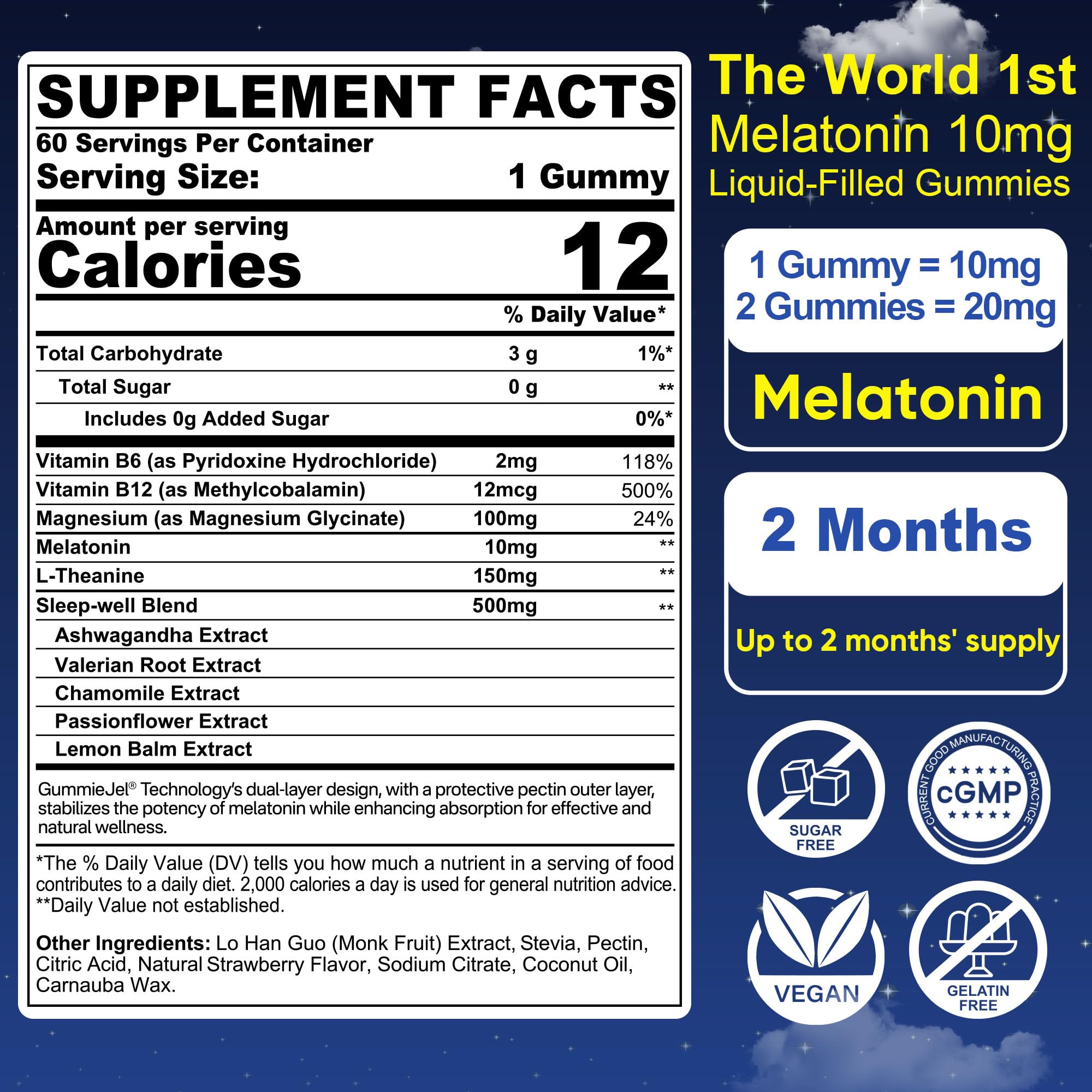 Nextdia Sugar Free Melatonin Gummies 10mg gummies in a bowl