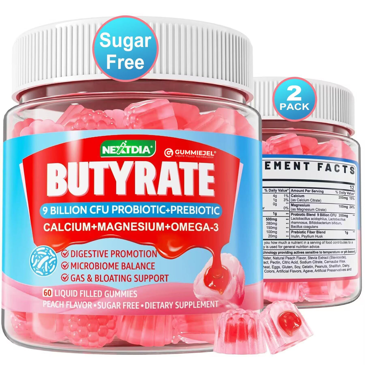 Nextdia Sugar-Free Pro+Pre+Postbiotic Gummies front view