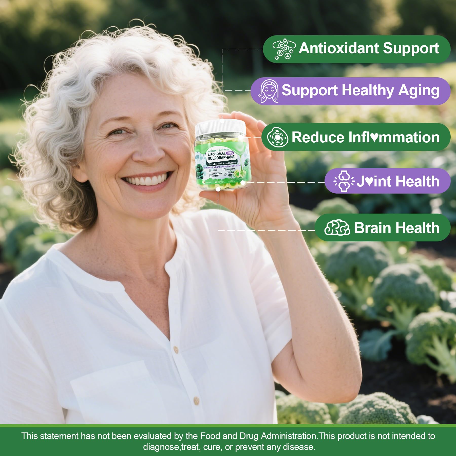 Nextdia Sulforaphane Gummies nutritional information on packaging