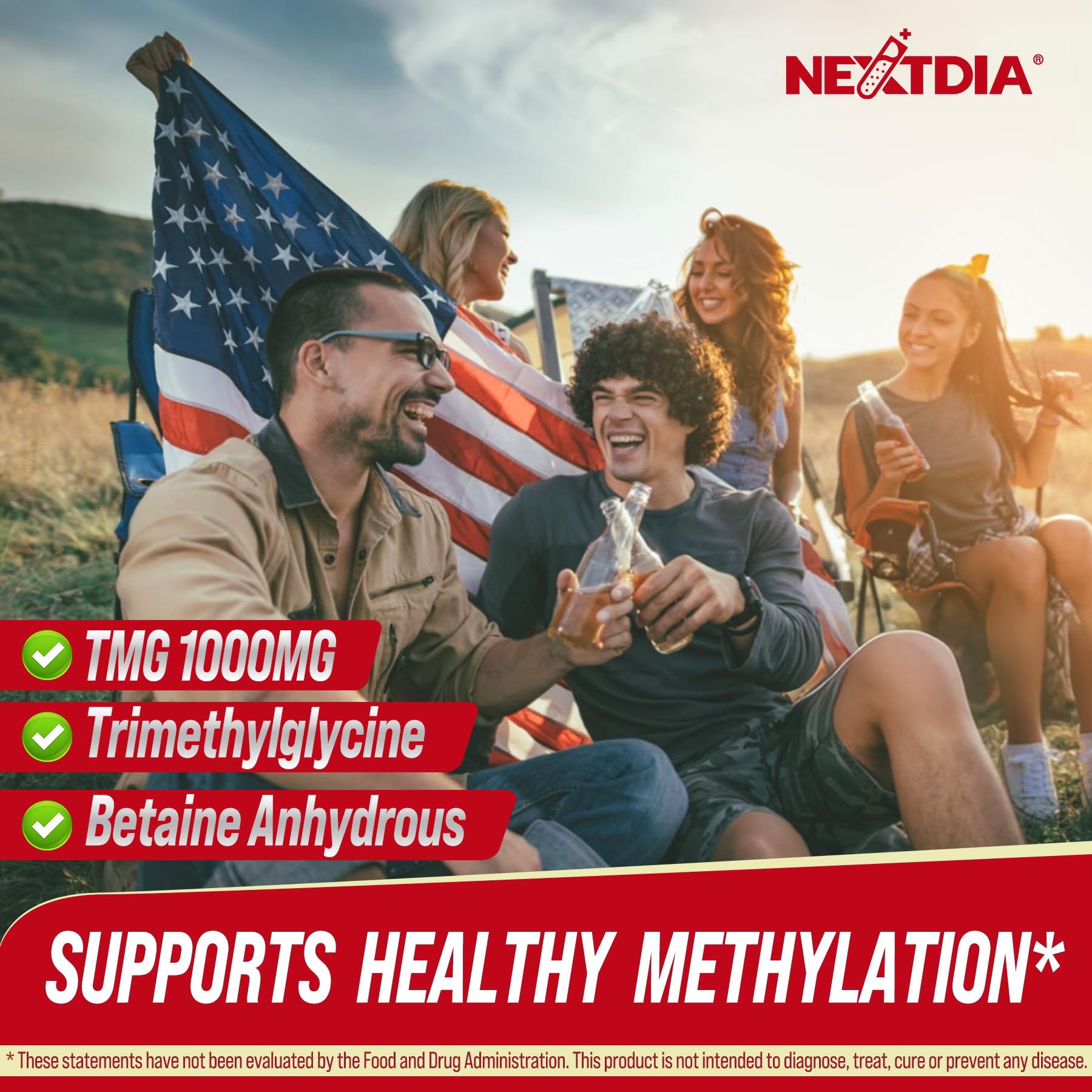 Nextdia TMG Methylated Multivitamin 1000mg on a wooden table