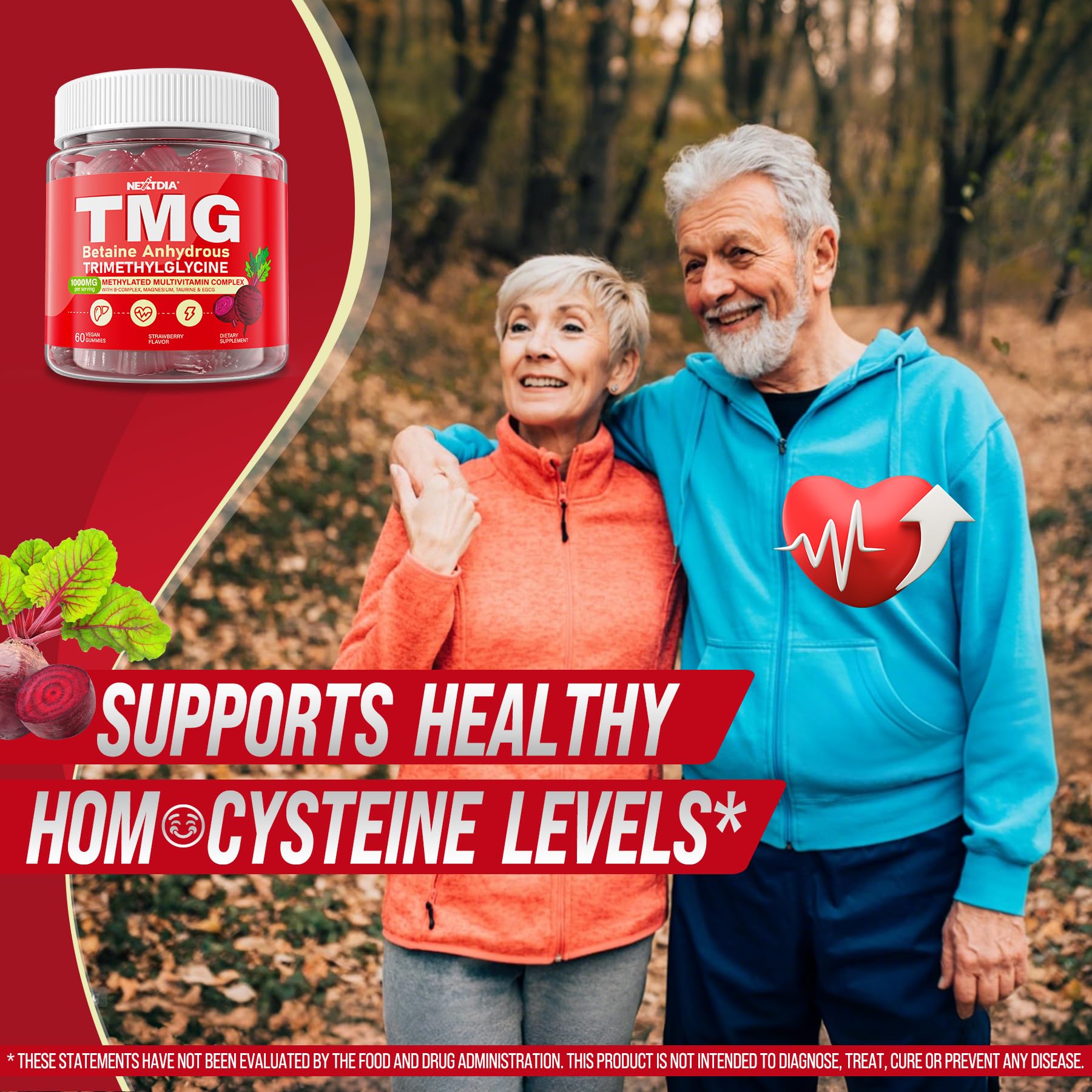 Nextdia TMG Methylated Multivitamin 1000mg with fresh beetroot