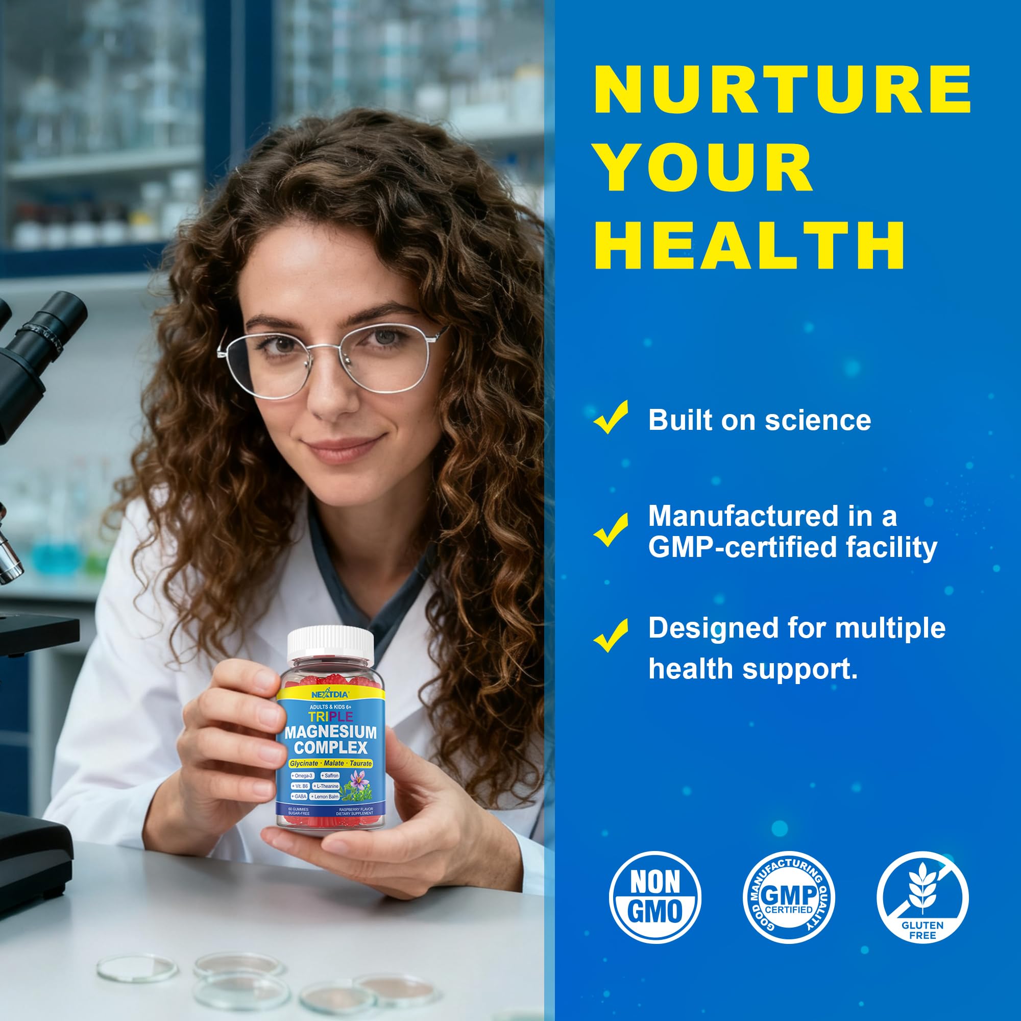Nextdia Triple Magnesium Complex Gummies 500mg close-up of gummies