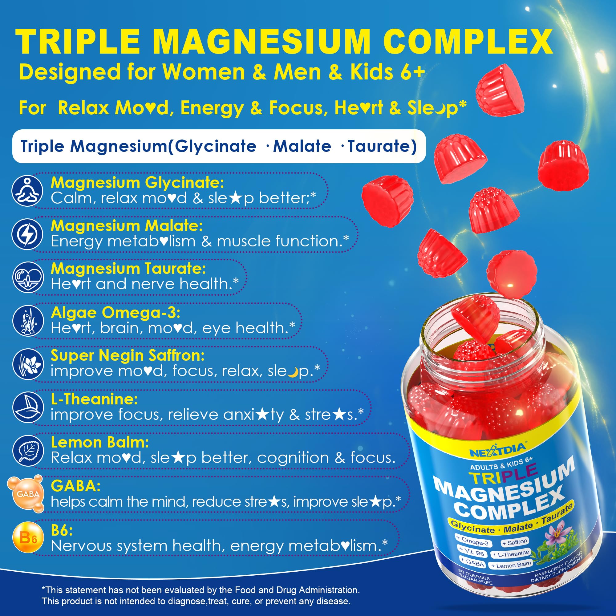 Nextdia Triple Magnesium Complex Gummies close-up of gummies