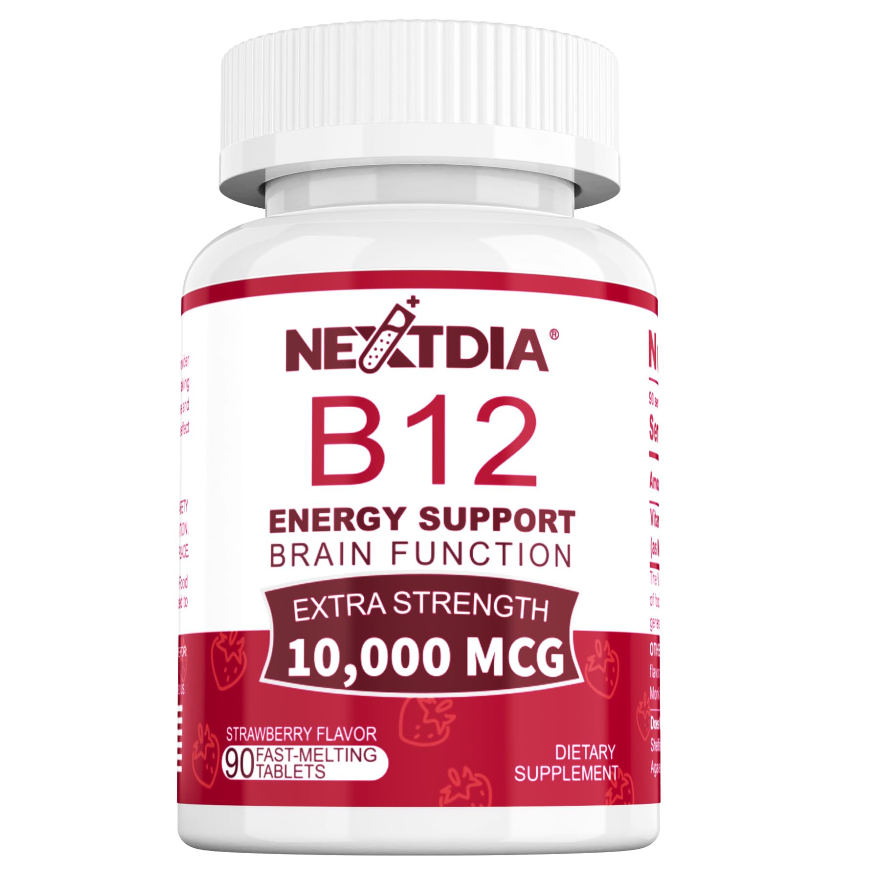 Nextdia Ultra-Strength Vegan Vitamin B12 10,000 mcg tablet front view