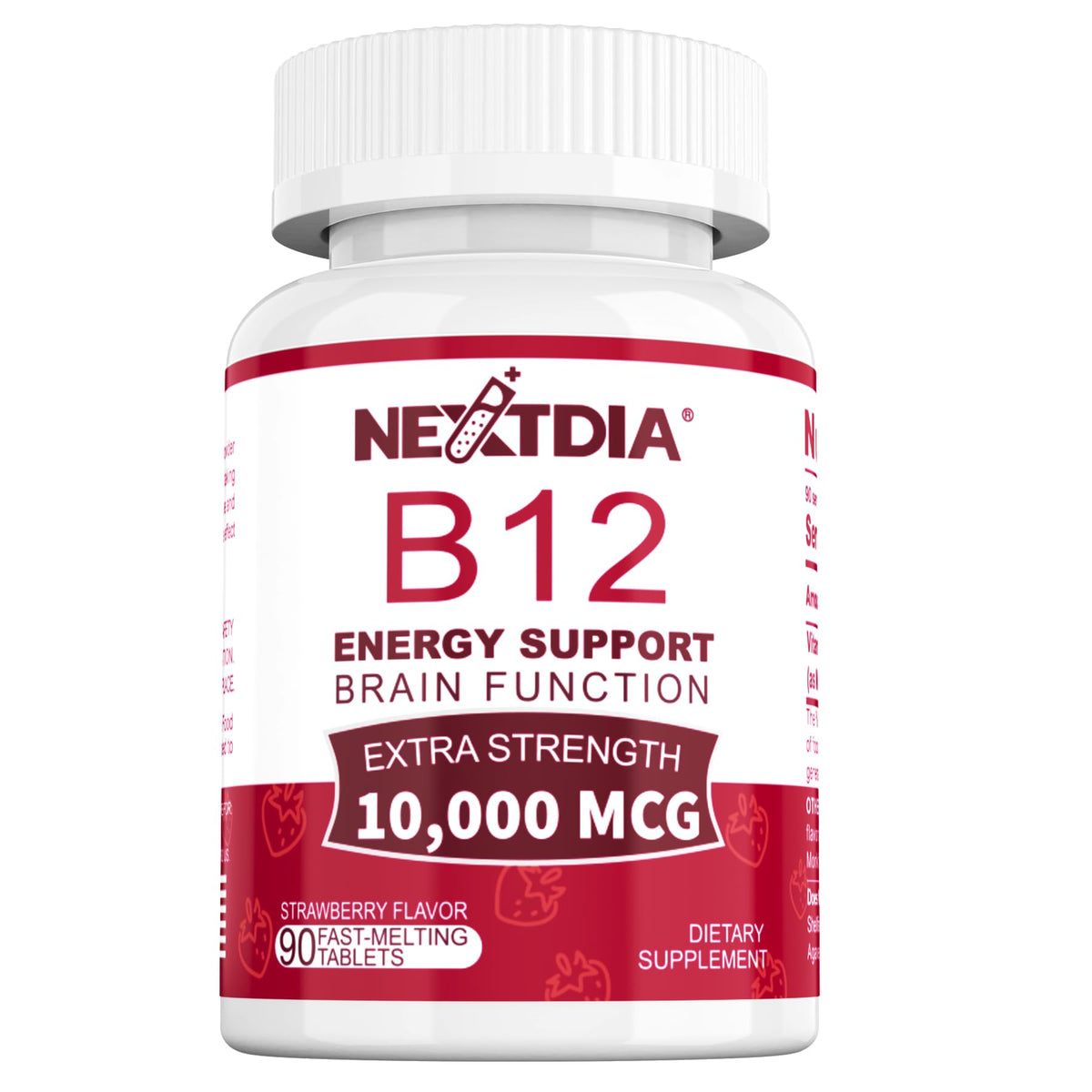 Nextdia Ultra-Strength Vegan Vitamin B12 10,000 mcg tablet front view