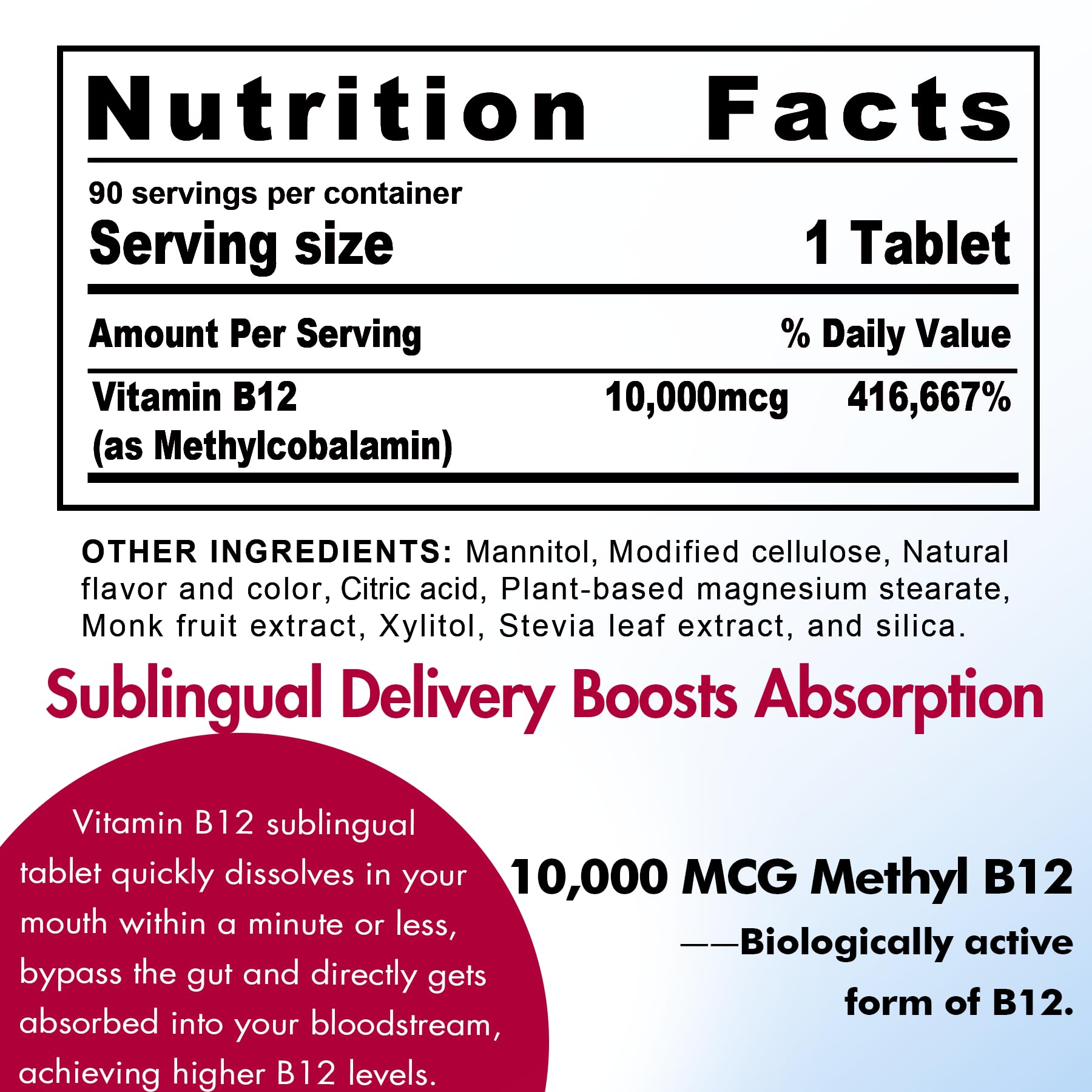 Nextdia Ultra-Strength Vegan Vitamin B12 10,000 mcg tablet packaging
