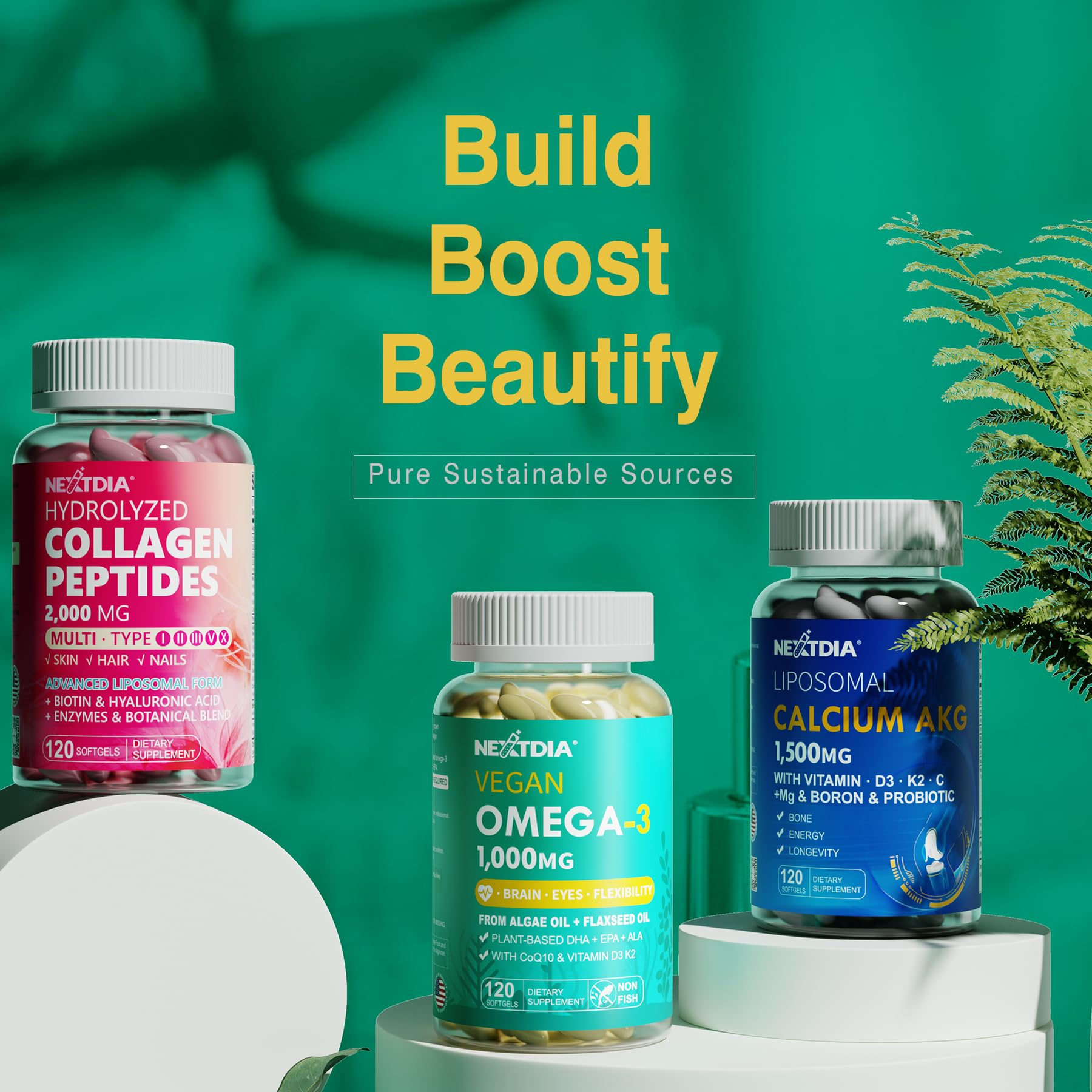 Nextdia Vegan Omega 3 1000mg supplement packaging