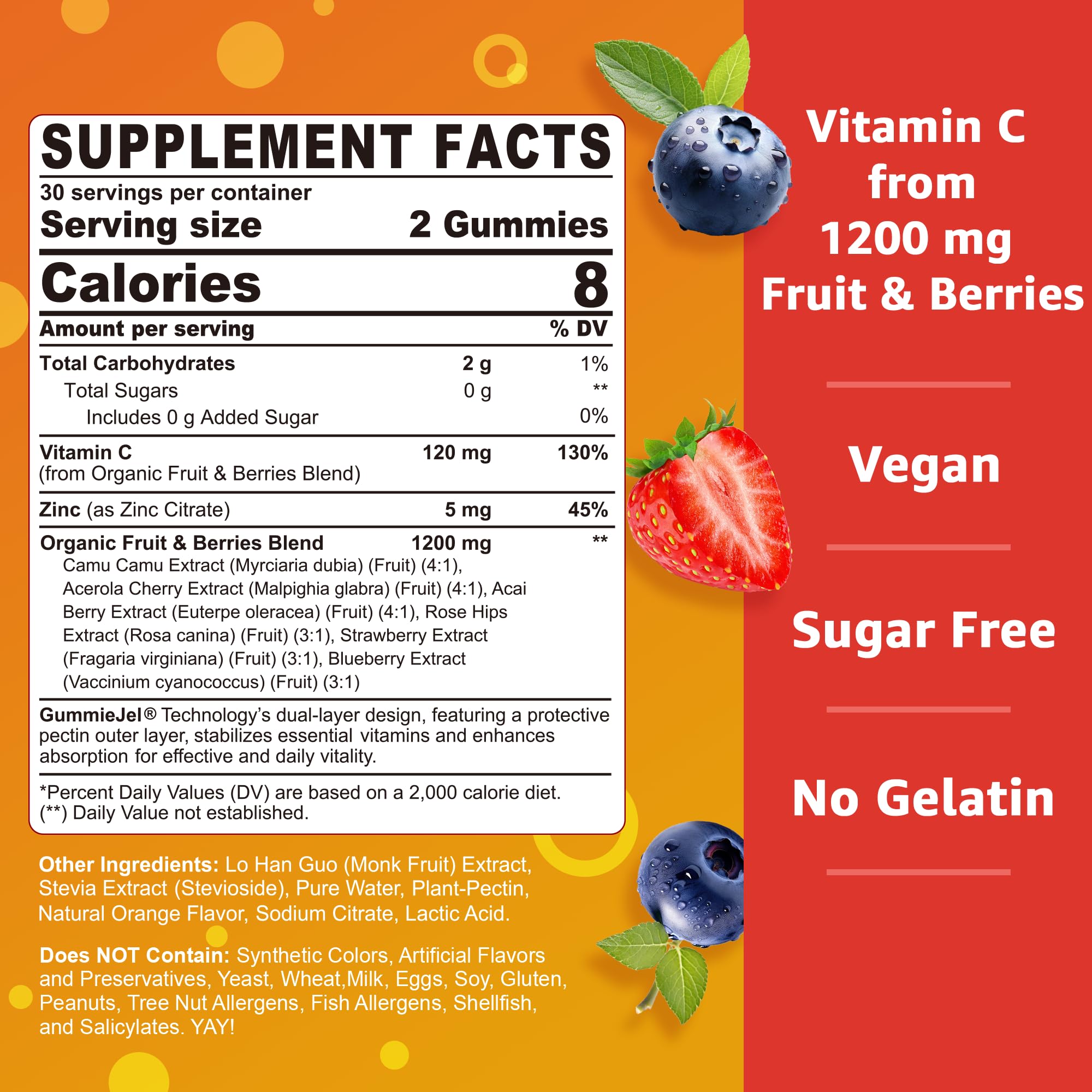 Nextdia Vitamin C Gummies orange flavour gummies close-up