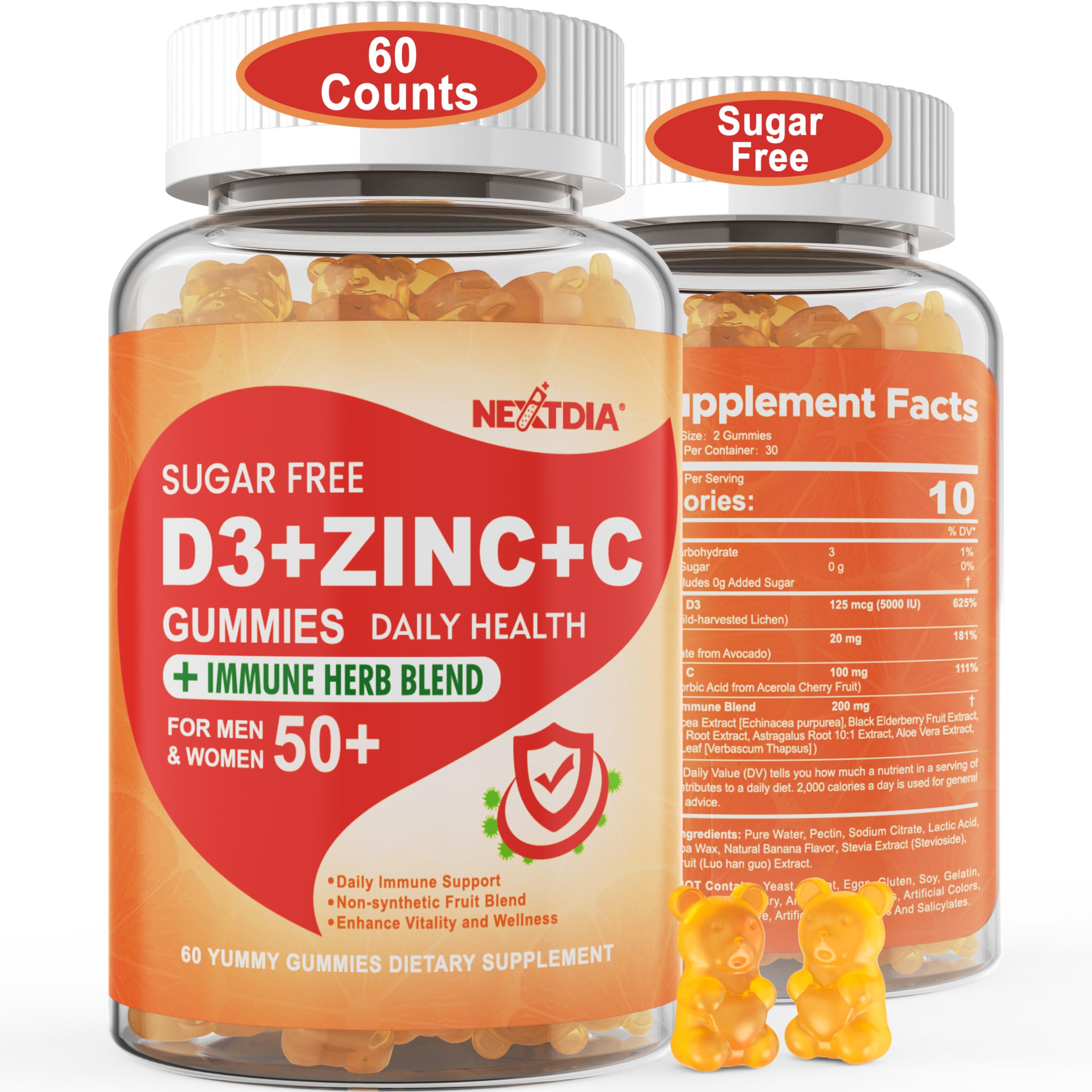 Nextdia Vitamin D3 Gummies front view with packaging