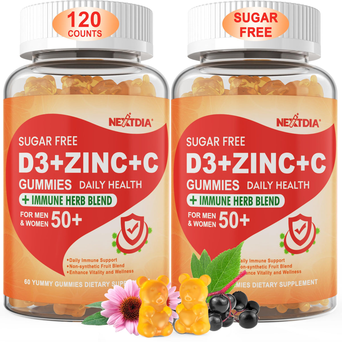 Nextdia Vitamin D3 Gummies front view with packaging