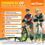 Nextdia Vitamin D3 K2 Softgels 20,000 IU packaging
