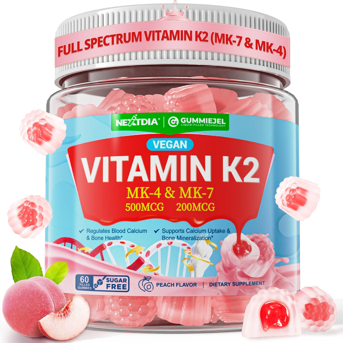 Nextdia Vitamin K2 Gummies front view with packaging