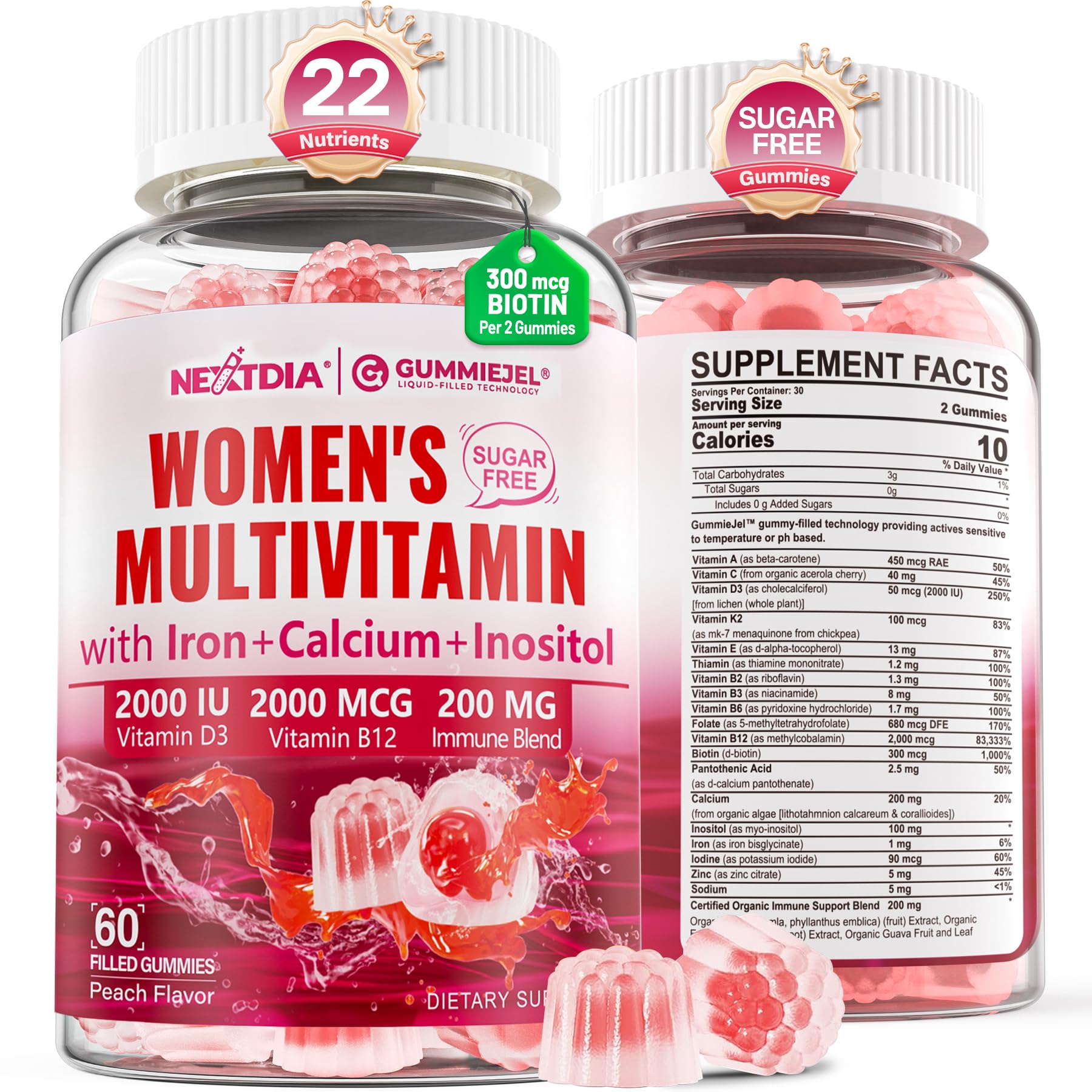 Nextdia Women's Multivitamin Gummies front view with packaging