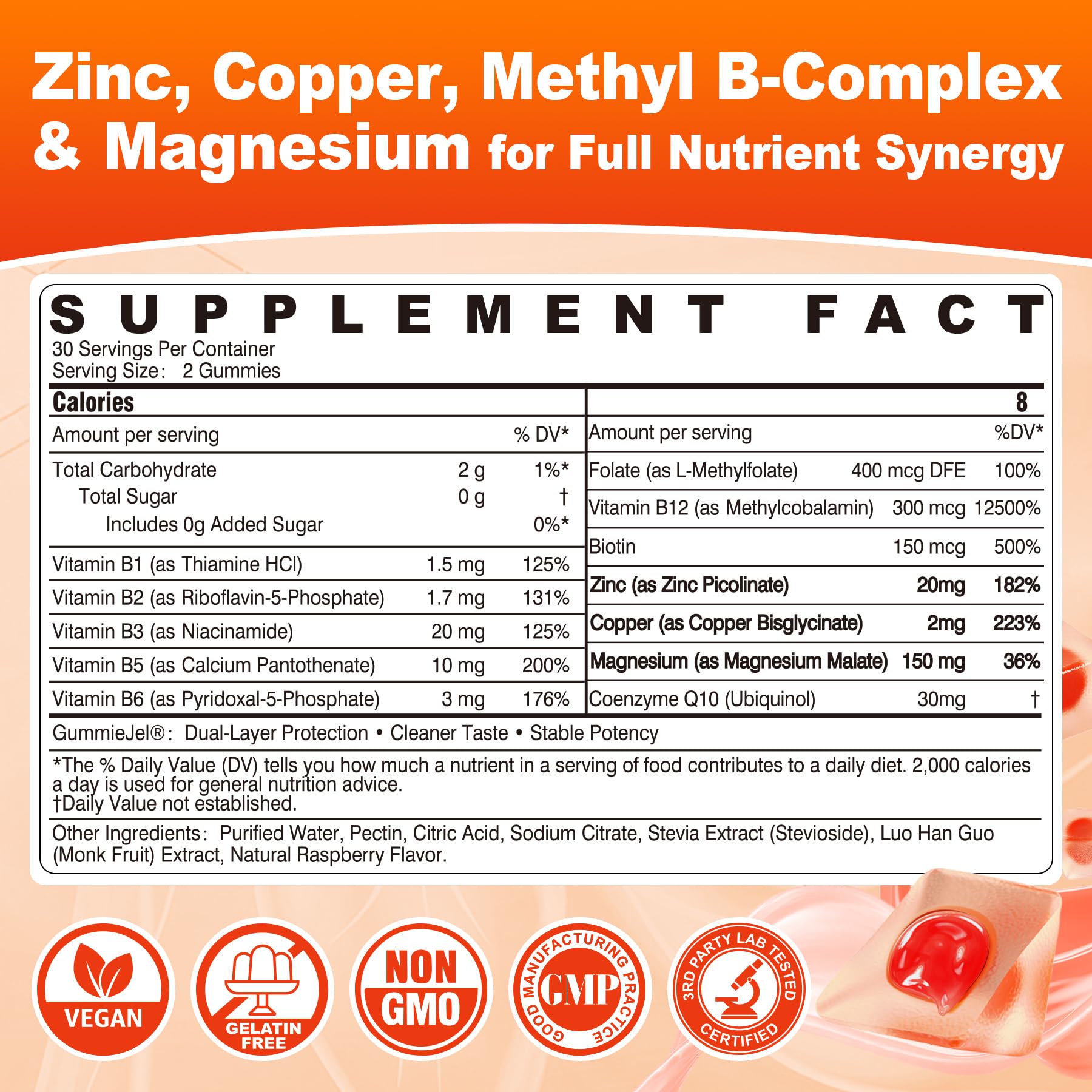 Nextdia Zinc Gummies packaging with raspberry flavour