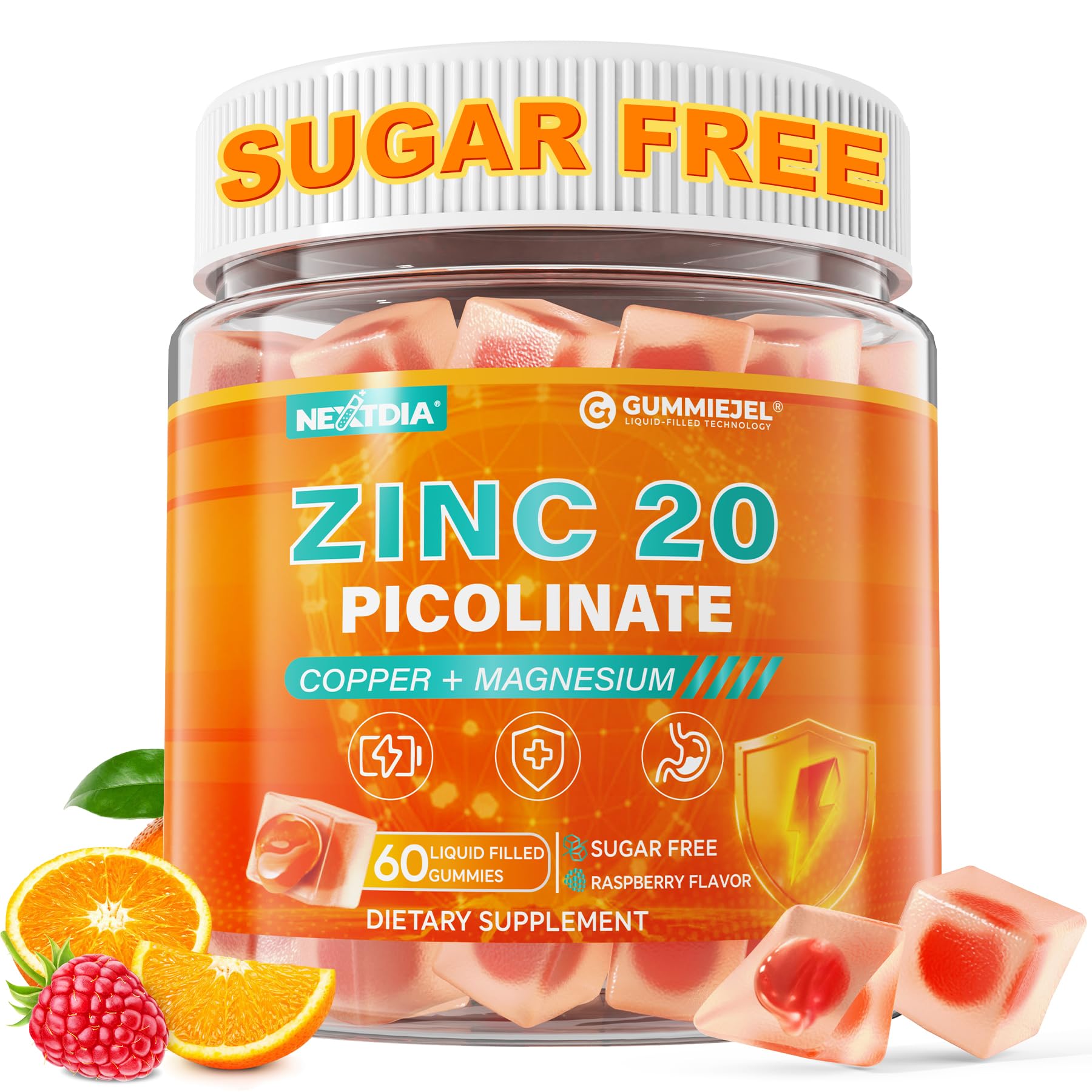 Nextdia Zinc Picolinate Gummies 60 count front view