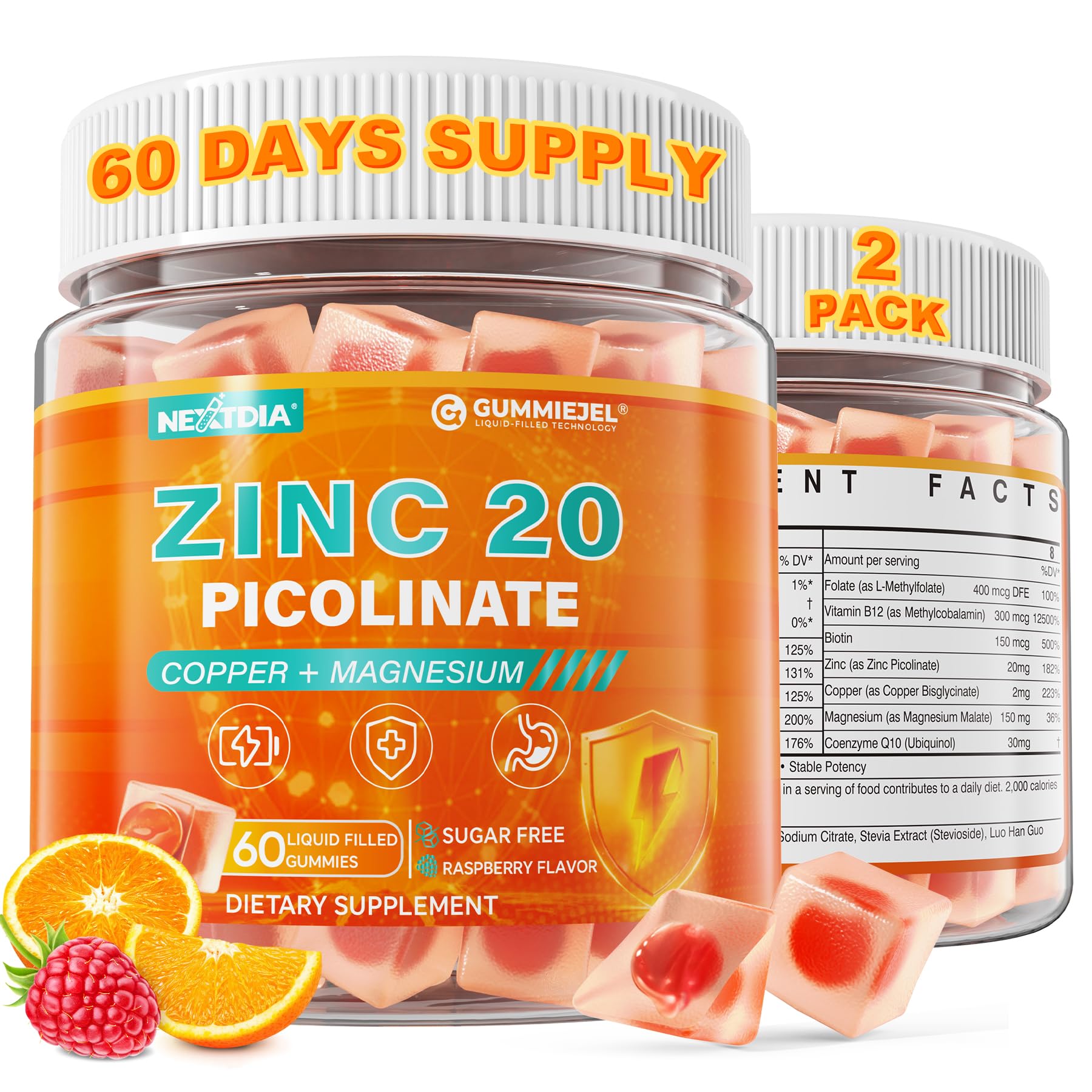 Nextdia Zinc Picolinate Gummies front view with packaging