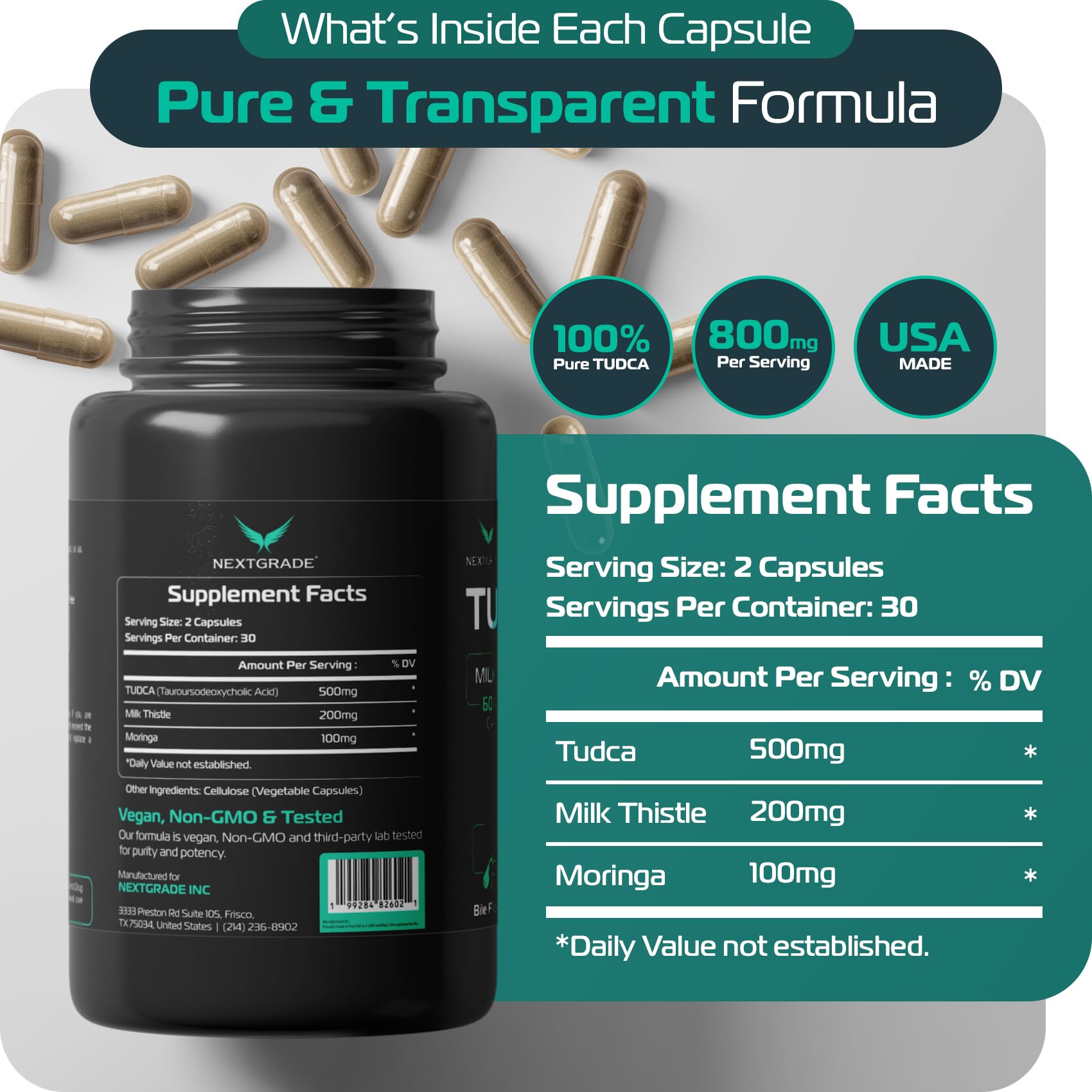 NEXTGRADE Daily Liver Support Supplement bottle side view