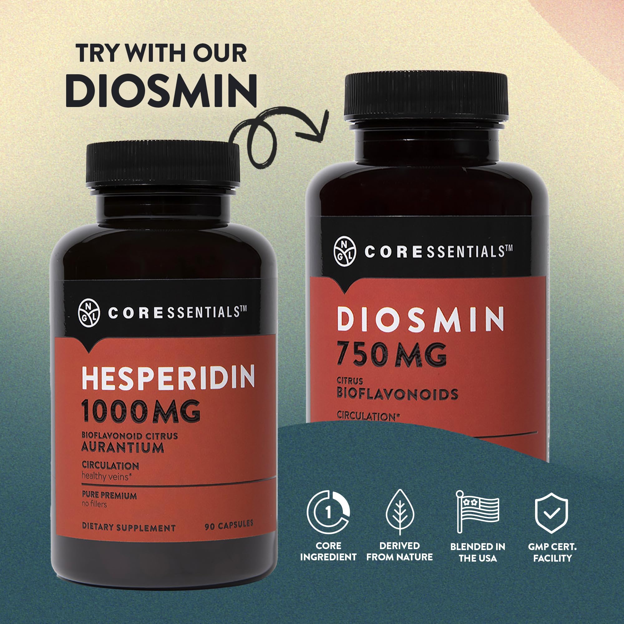 NGL Hesperidin Blended Vitamin Supplement back view showing ingredients