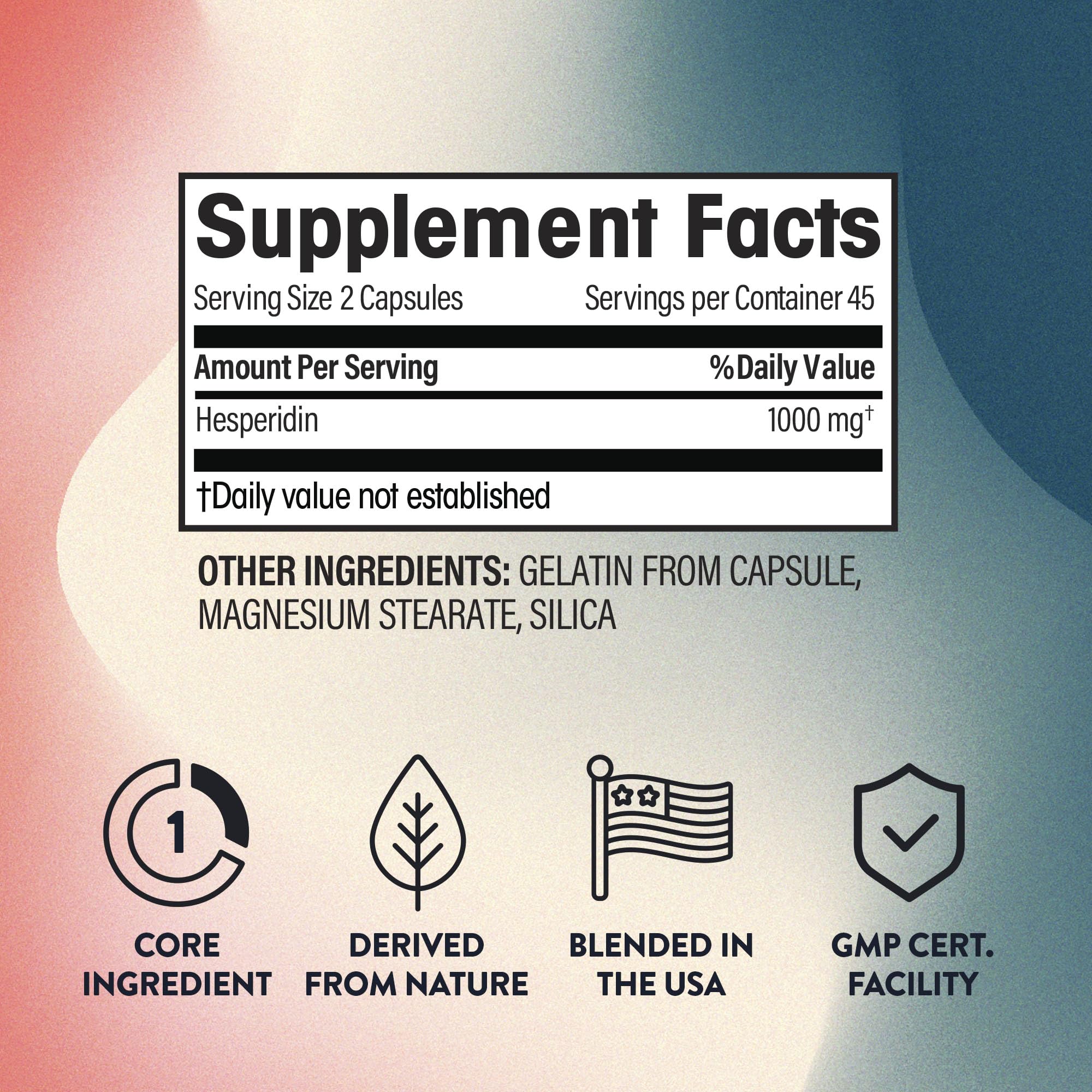 NGL Hesperidin Blended Vitamin Supplement side view with label